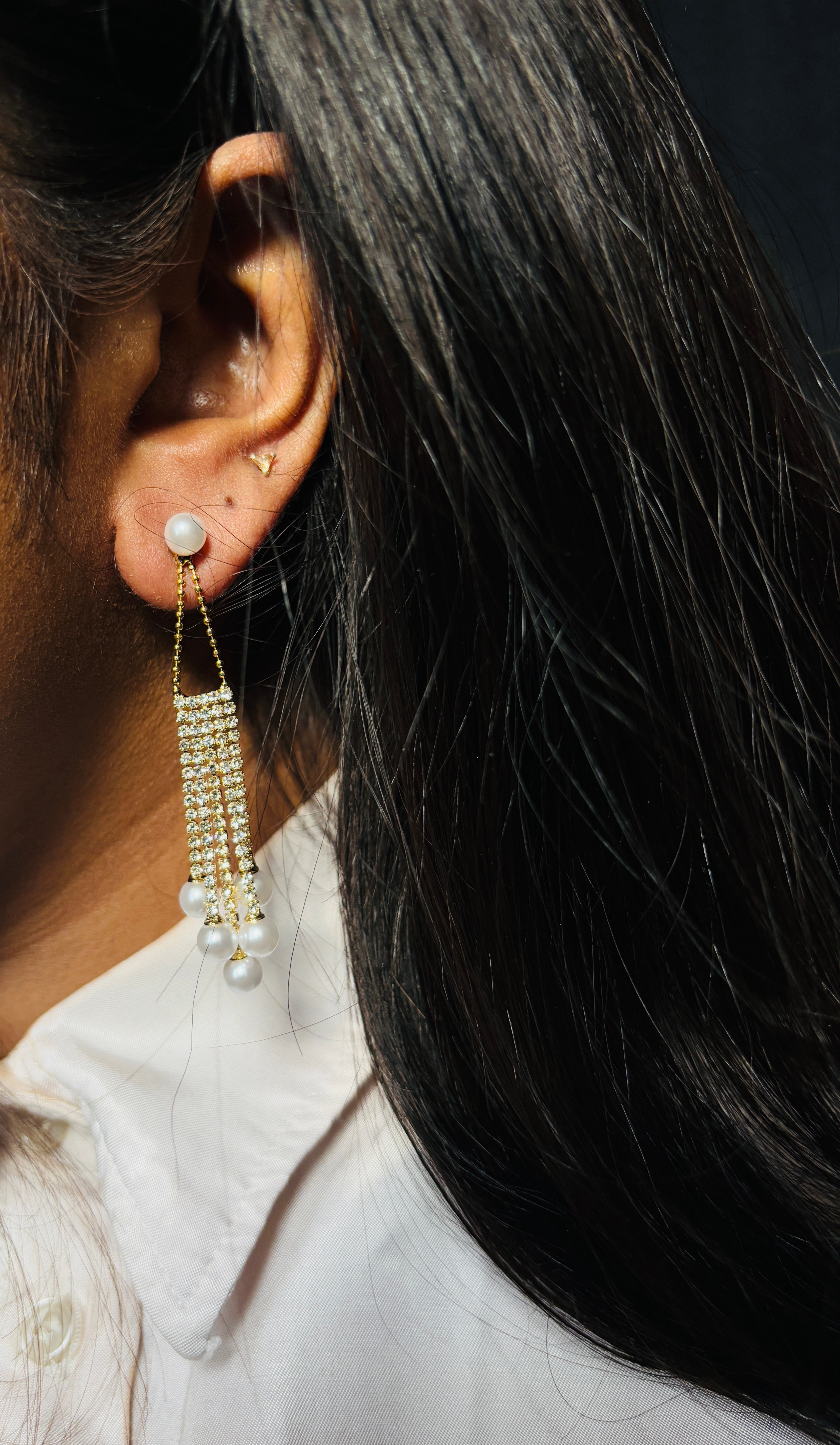 Swan Pearl & Cubic Zirconia Danglers