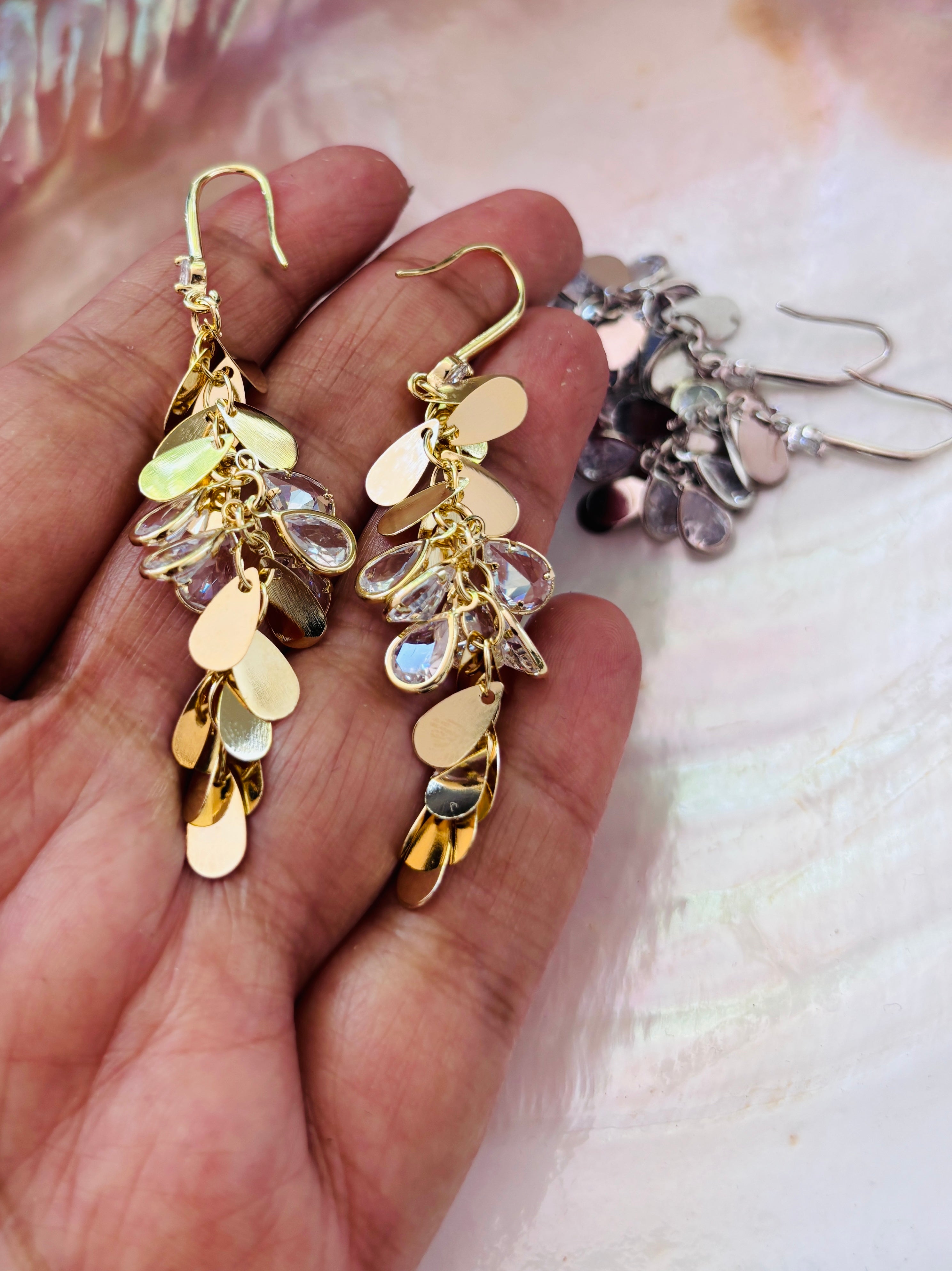 Touch Me Not with Crystal Leaves Dangler Earrings