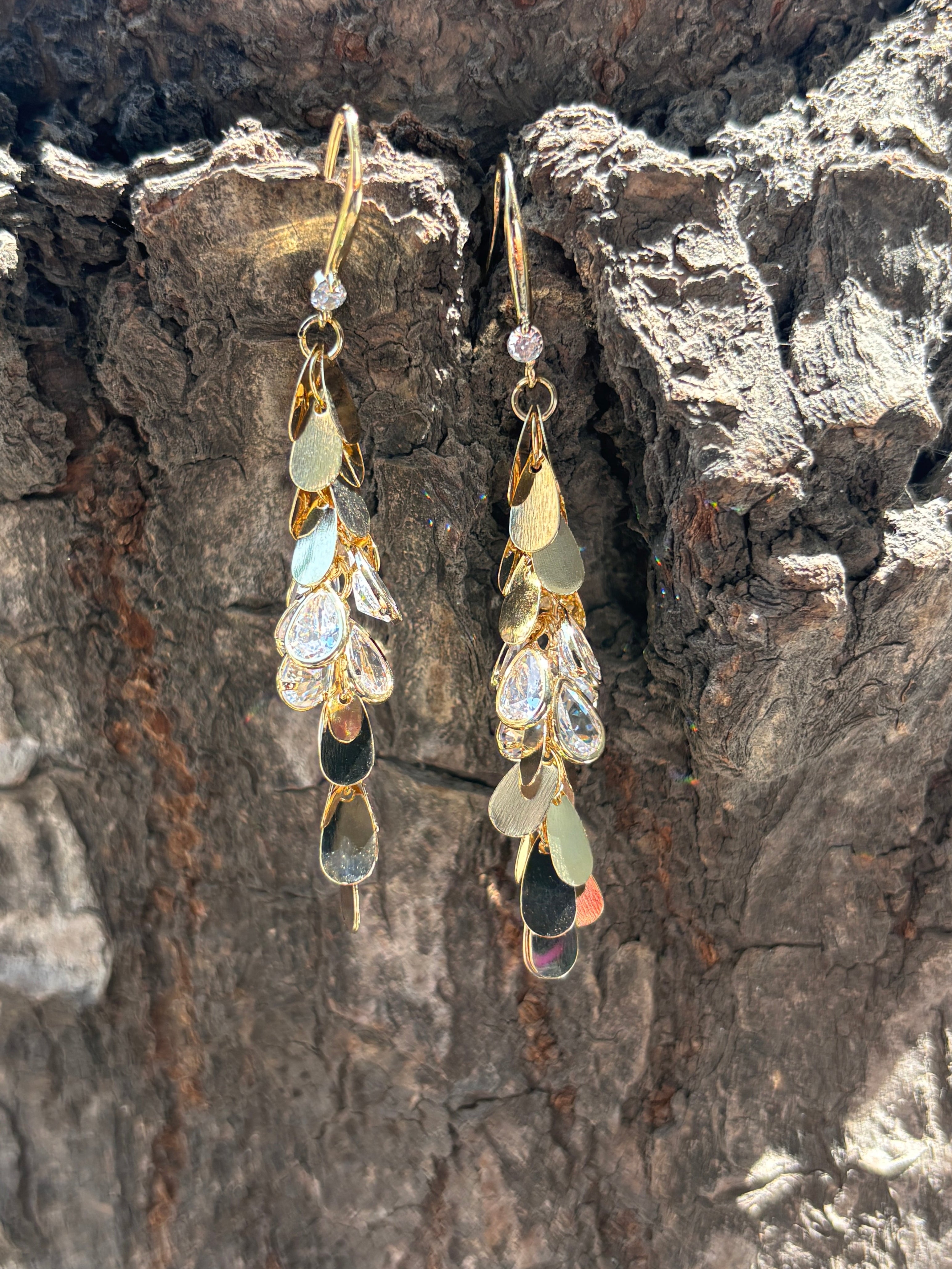 Touch Me Not with Crystal Leaves Dangler Earrings