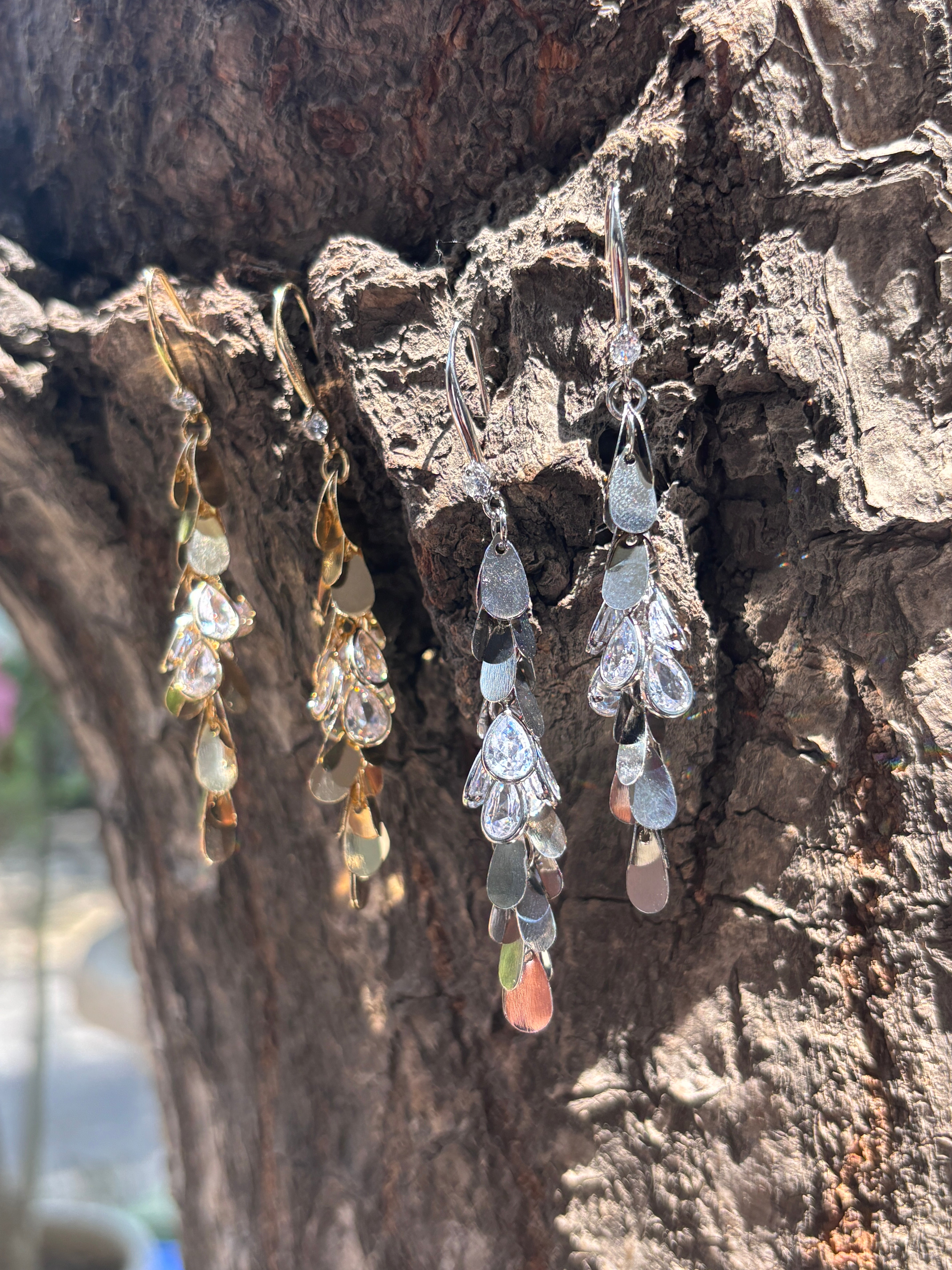 Touch Me Not with Crystal Leaves Dangler Earrings