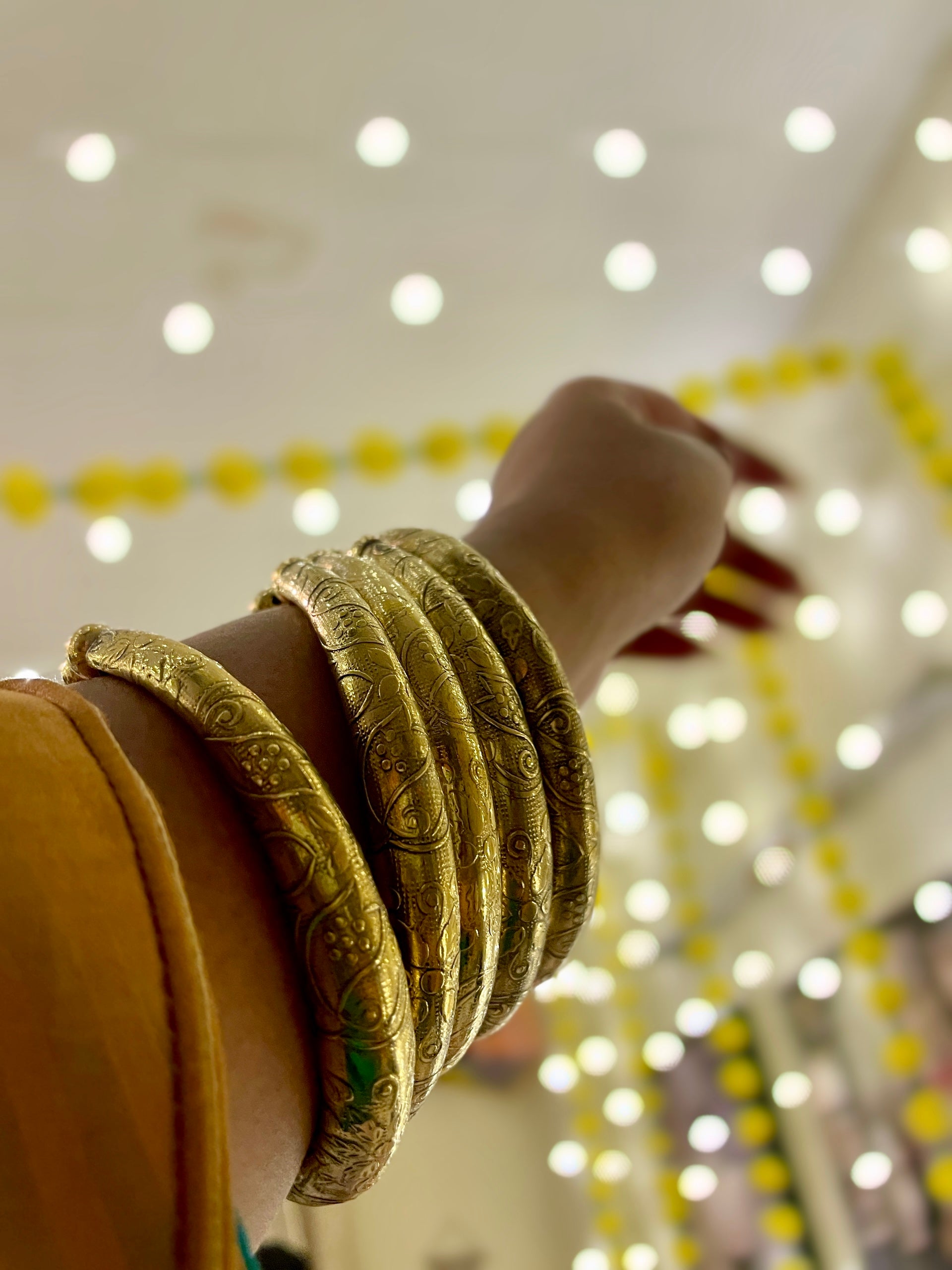 Tarini Chitai Embossed Brass Kada