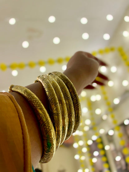 Tarini Chitai Embossed Brass Kada