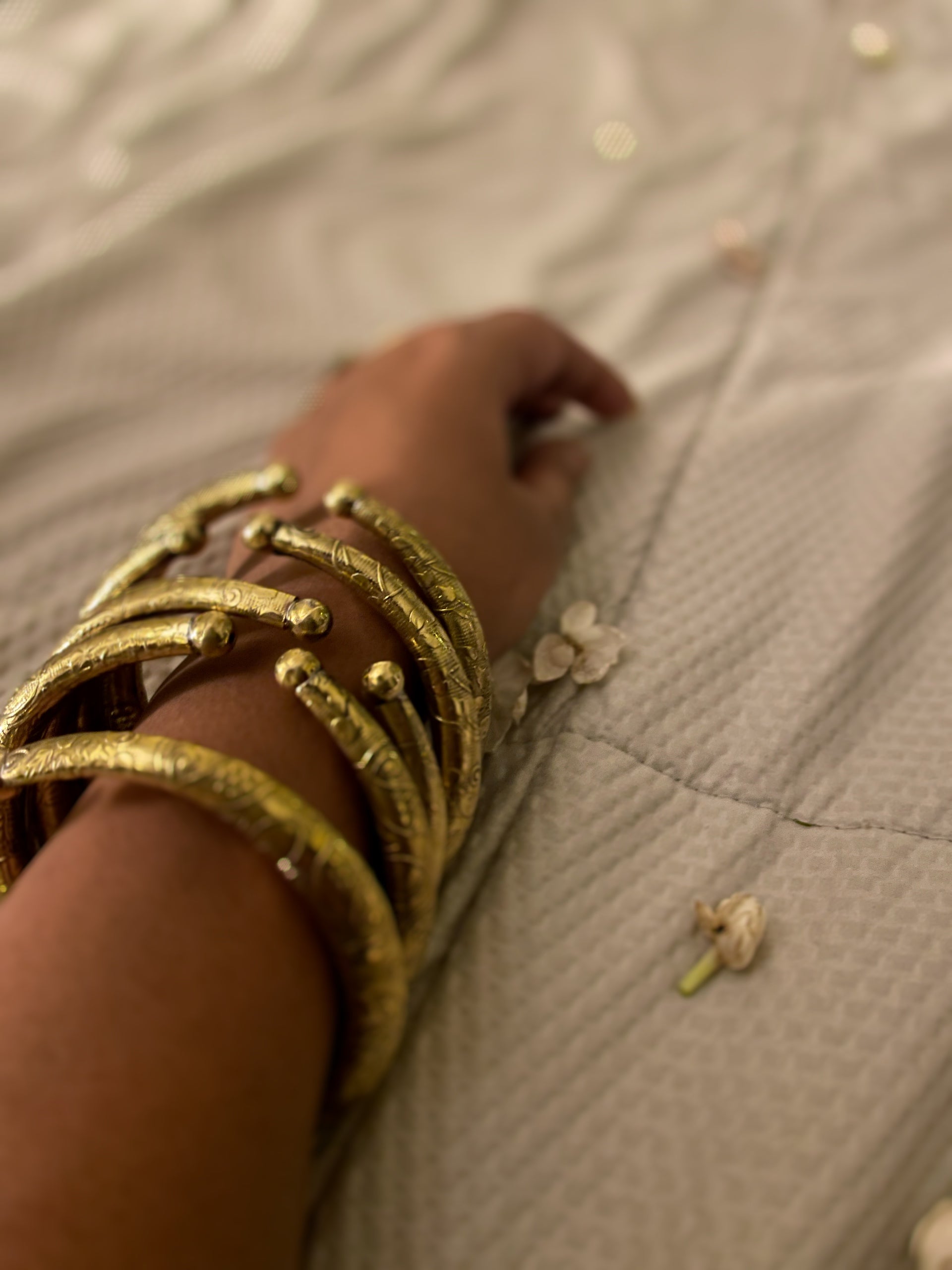 Tarini Chitai Embossed Brass Kada