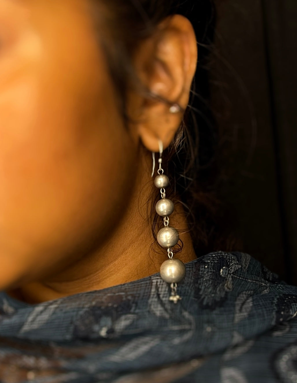 Oxidised Latkan Long Earrings