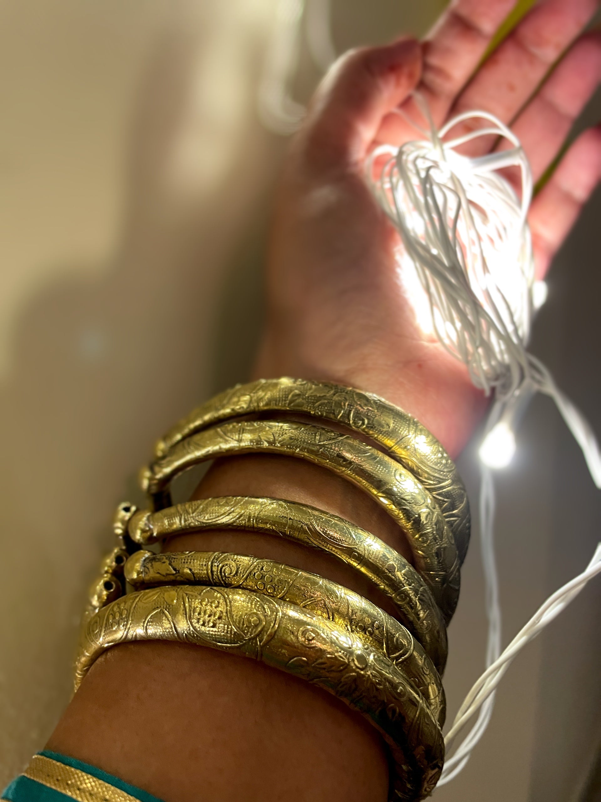 Tarini Chitai Embossed Brass Kada