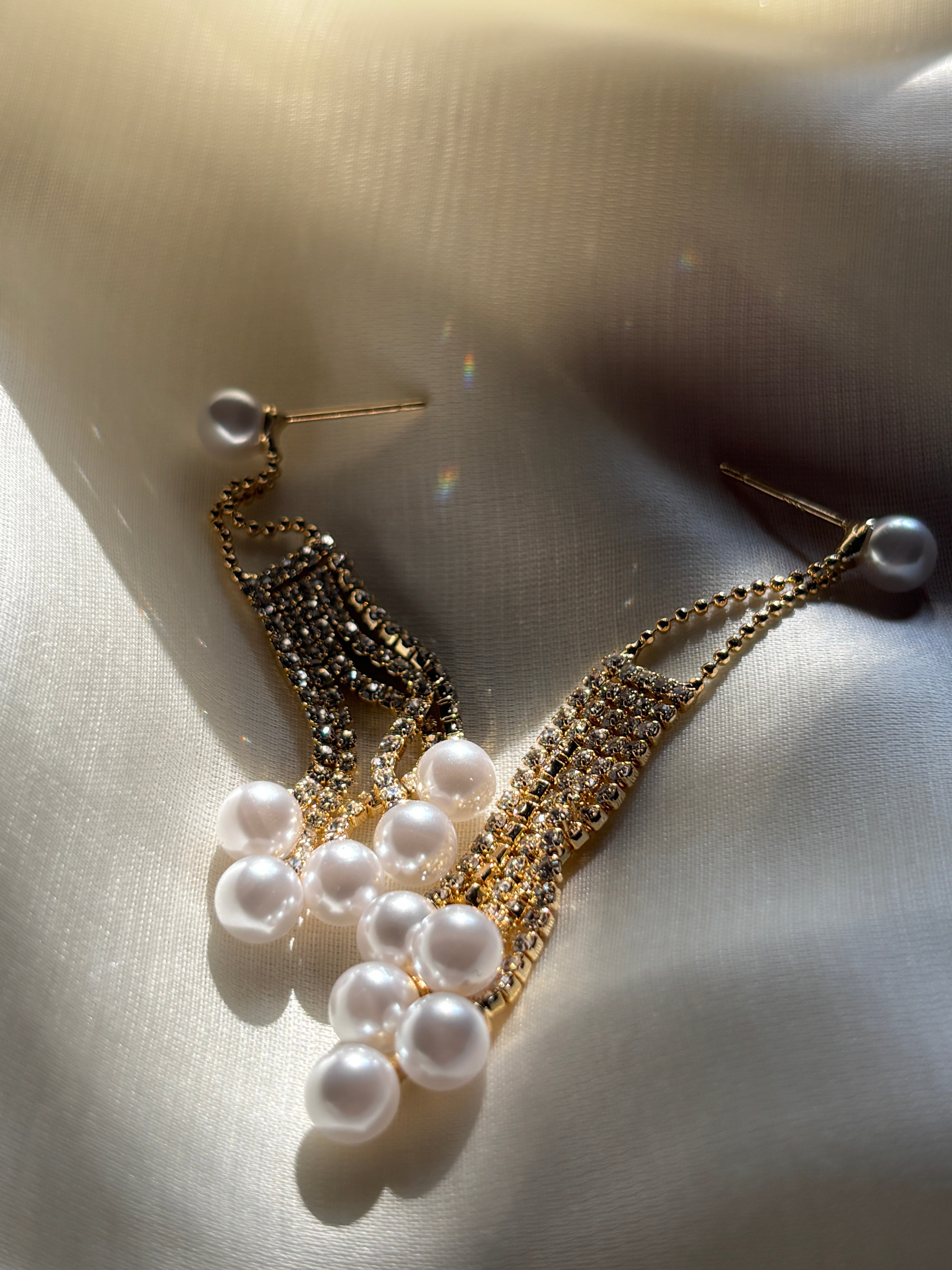 Swan Pearl & Cubic Zirconia Danglers