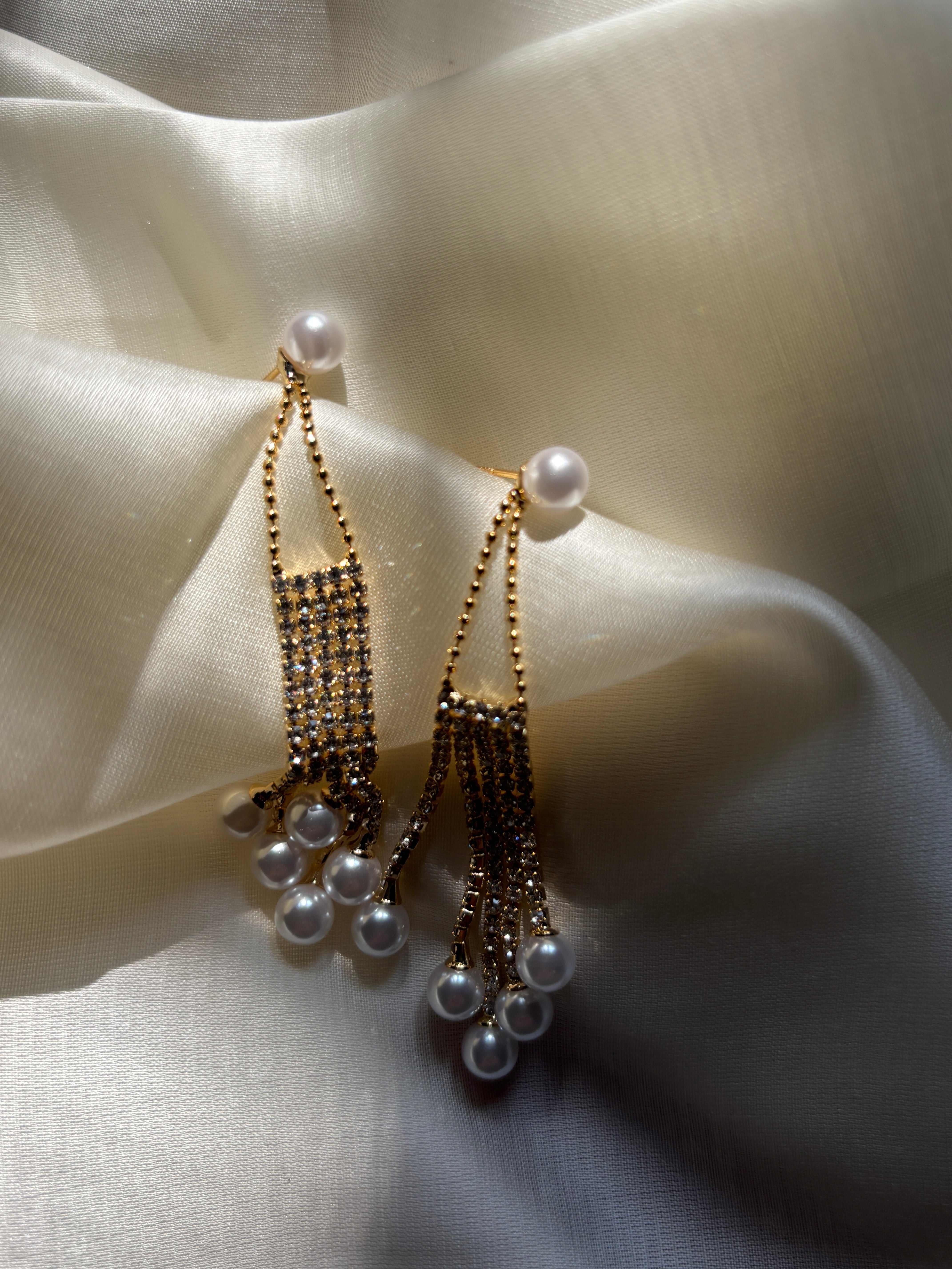 Swan Pearl & Cubic Zirconia Danglers