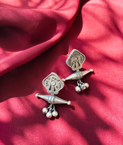 Oxidized Five Paisa Coin Dangler Earrings