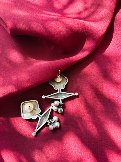 Oxidized Five Paisa Coin Dangler Earrings