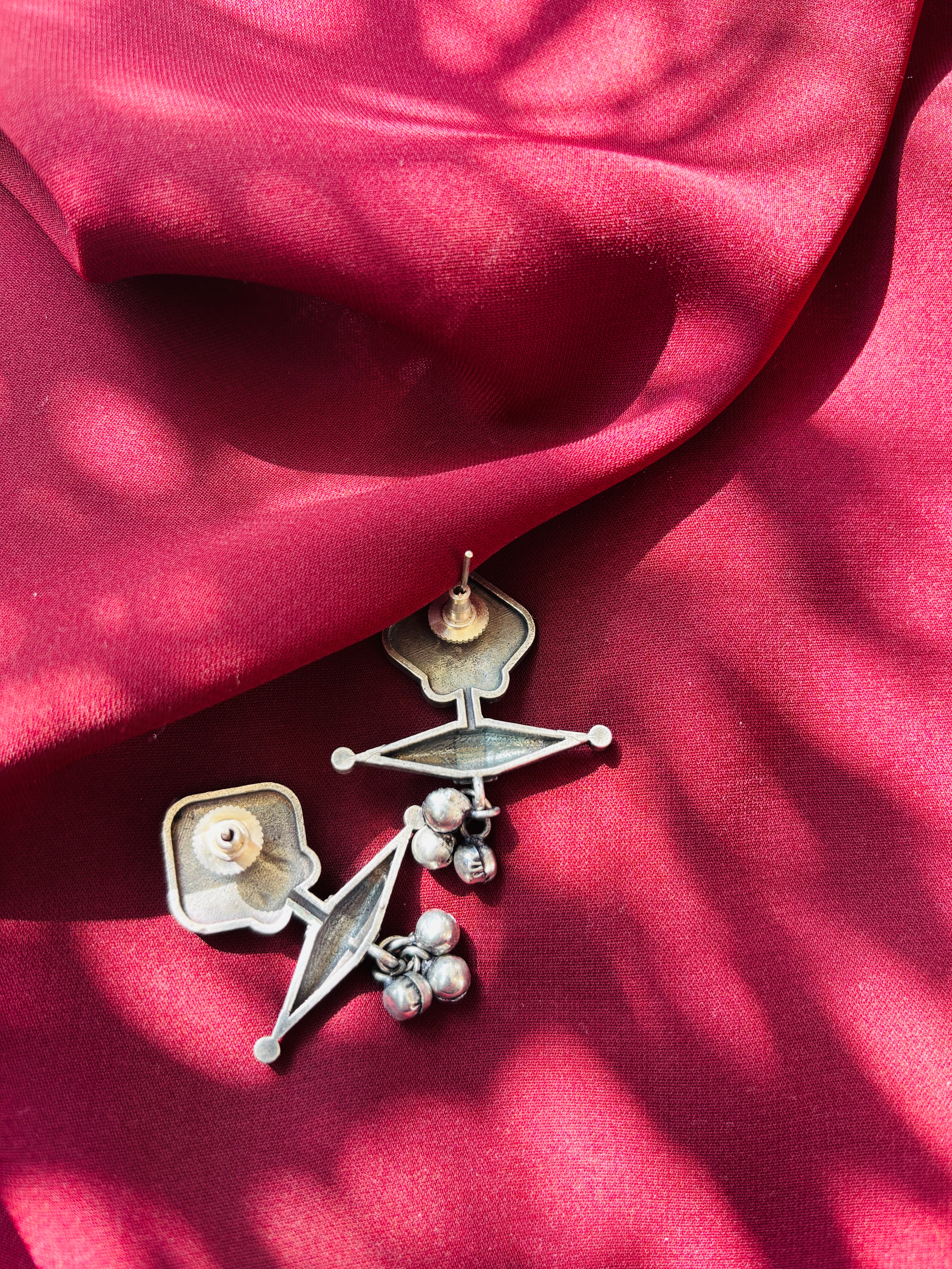 Oxidized Five Paisa Coin Dangler Earrings