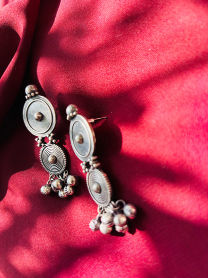Oxidized Boho Circle Stack Earrings