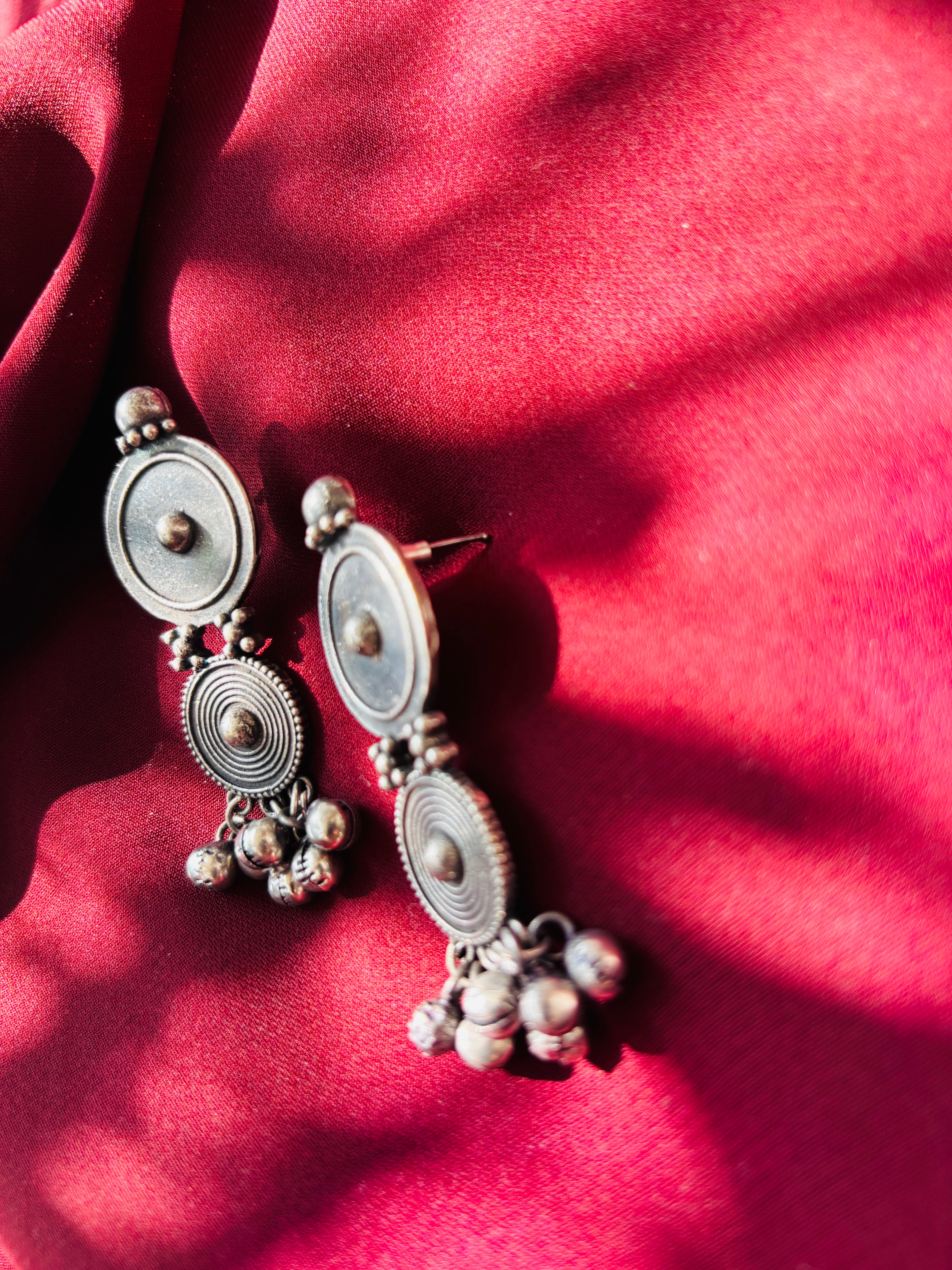 Oxidized Boho Circle Stack Earrings