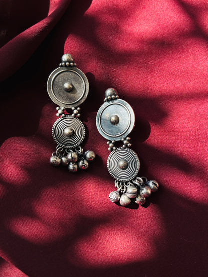 Oxidized Boho Circle Stack Earrings