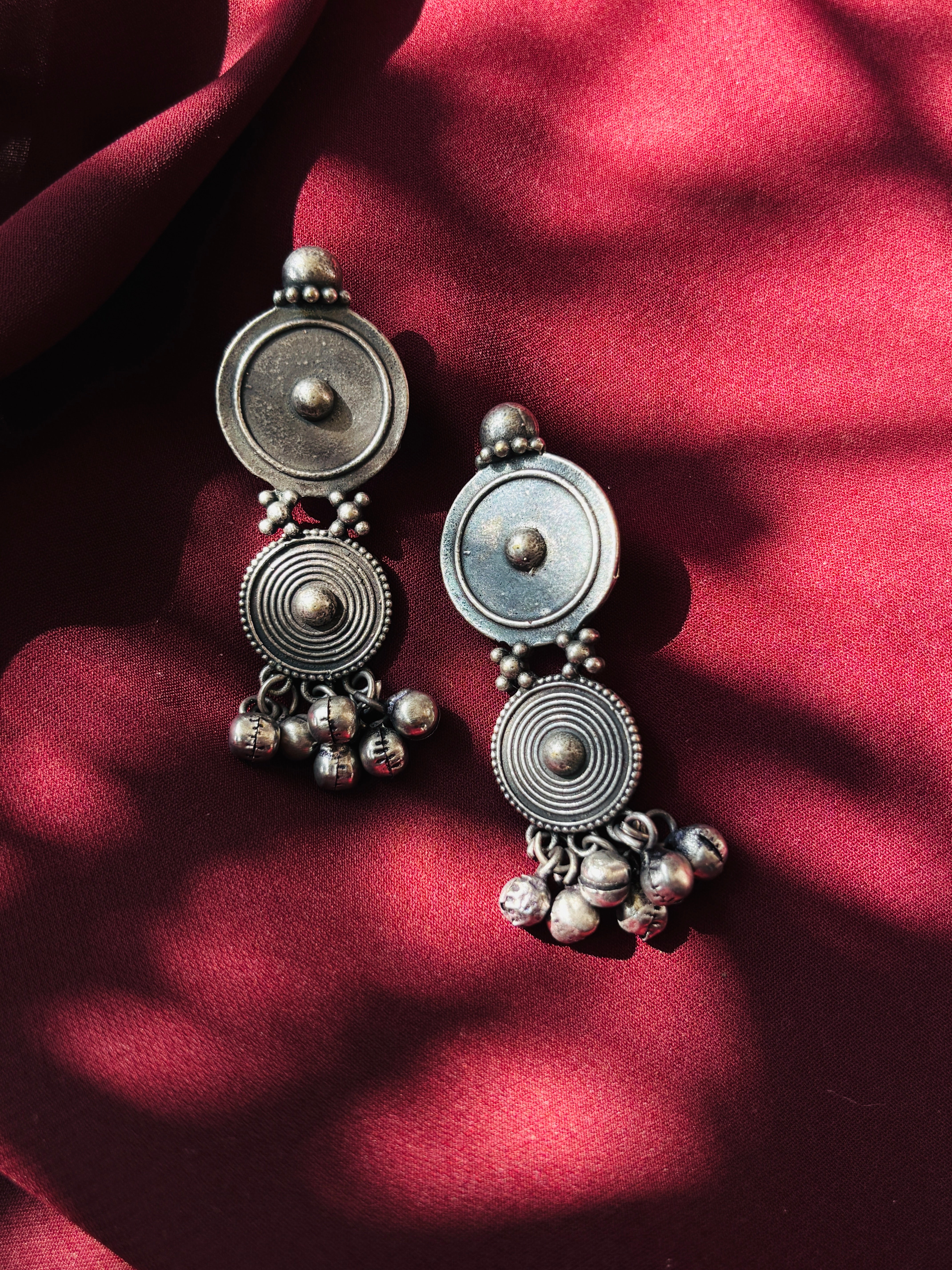 Oxidized Boho Circle Stack Earrings