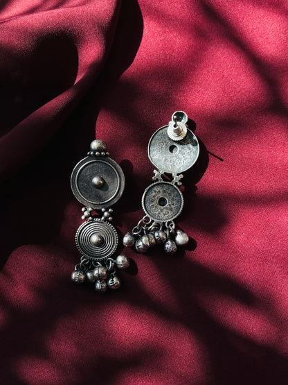 Oxidized Boho Circle Stack Earrings