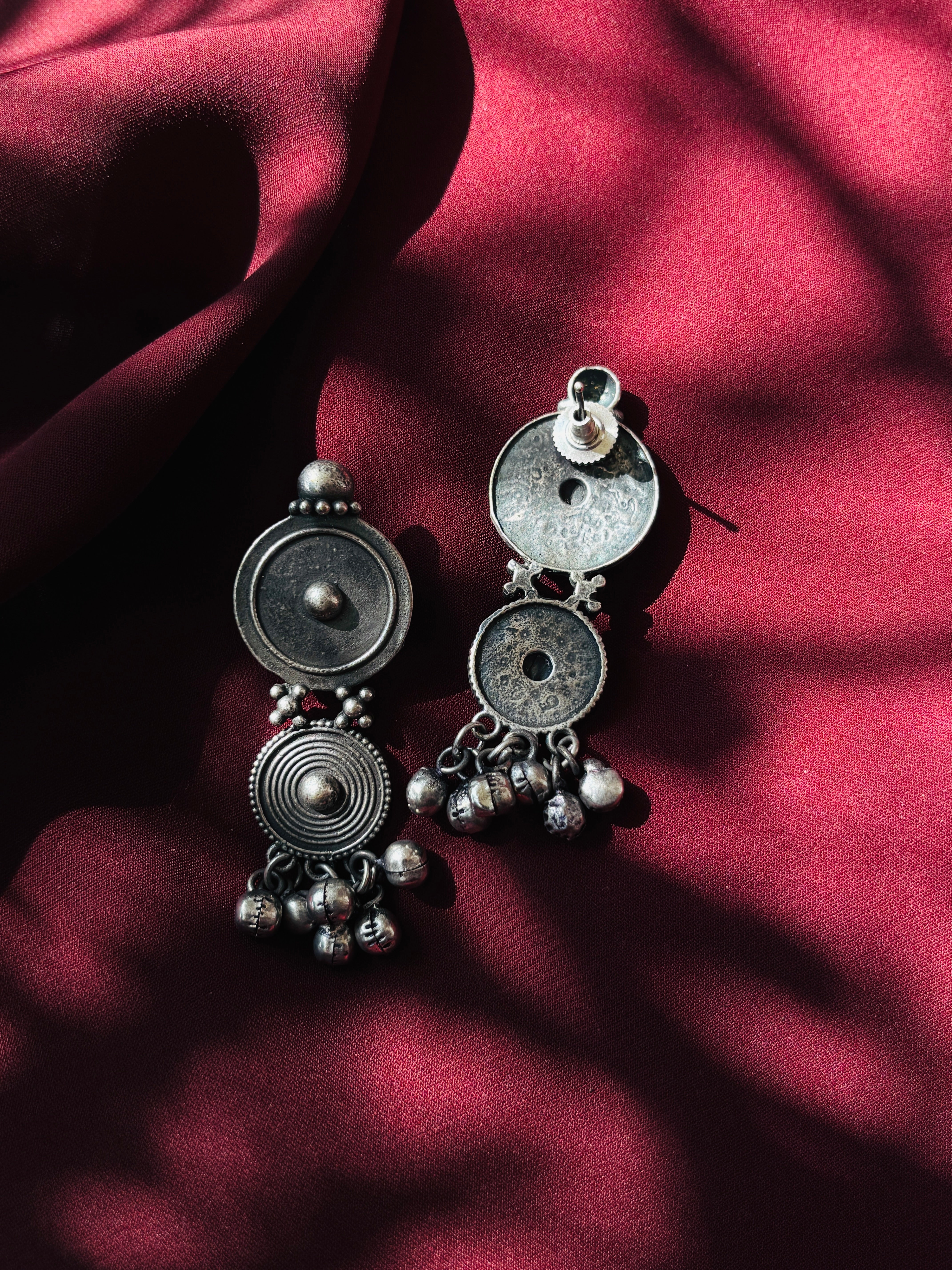 Oxidized Boho Circle Stack Earrings