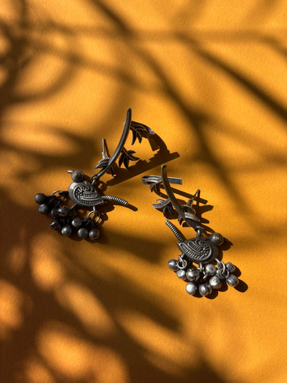 Oxidized Sparrow Dangler Cuff Earrings