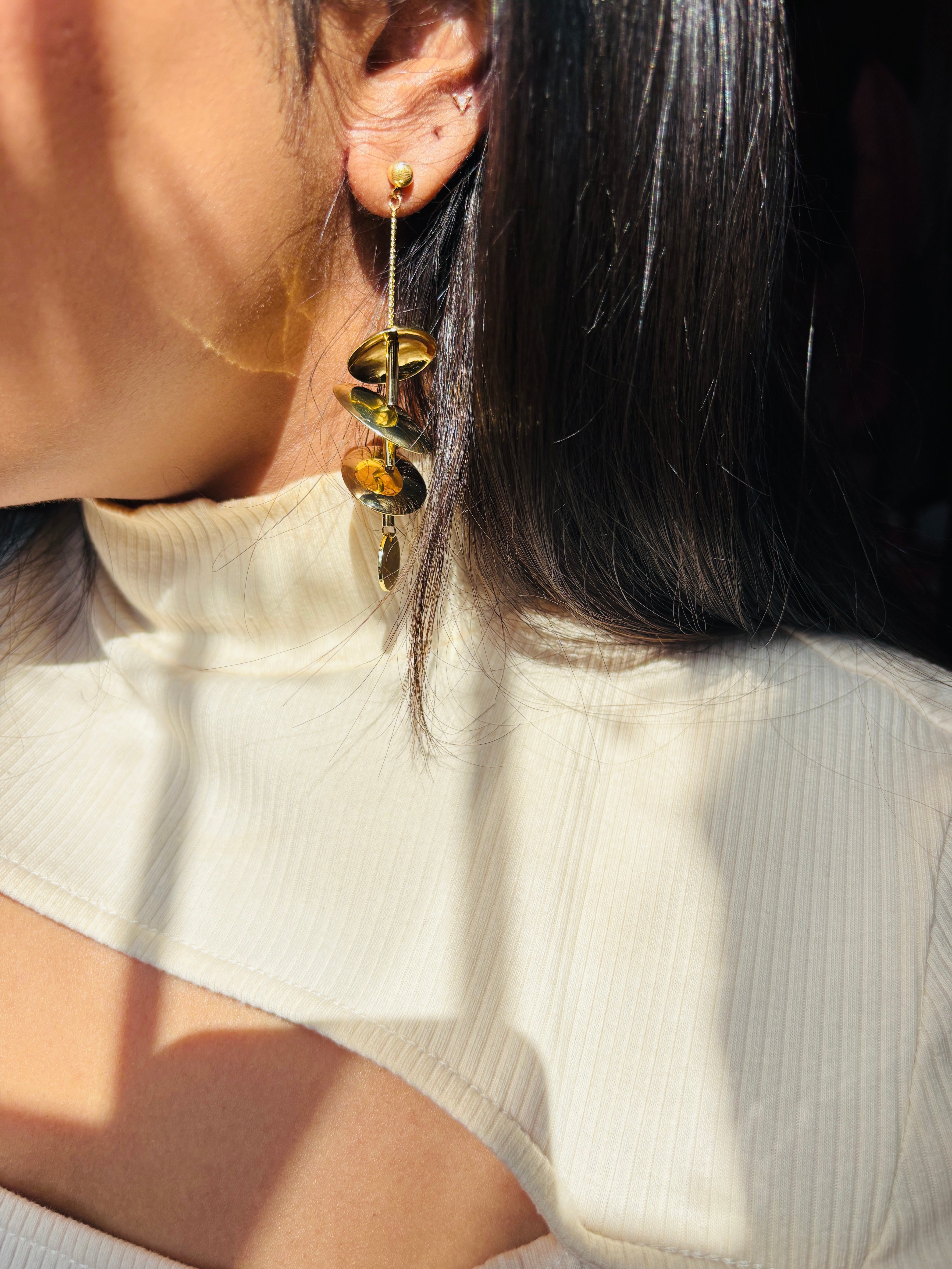 Tri-Cymbal Dangler Earrings
