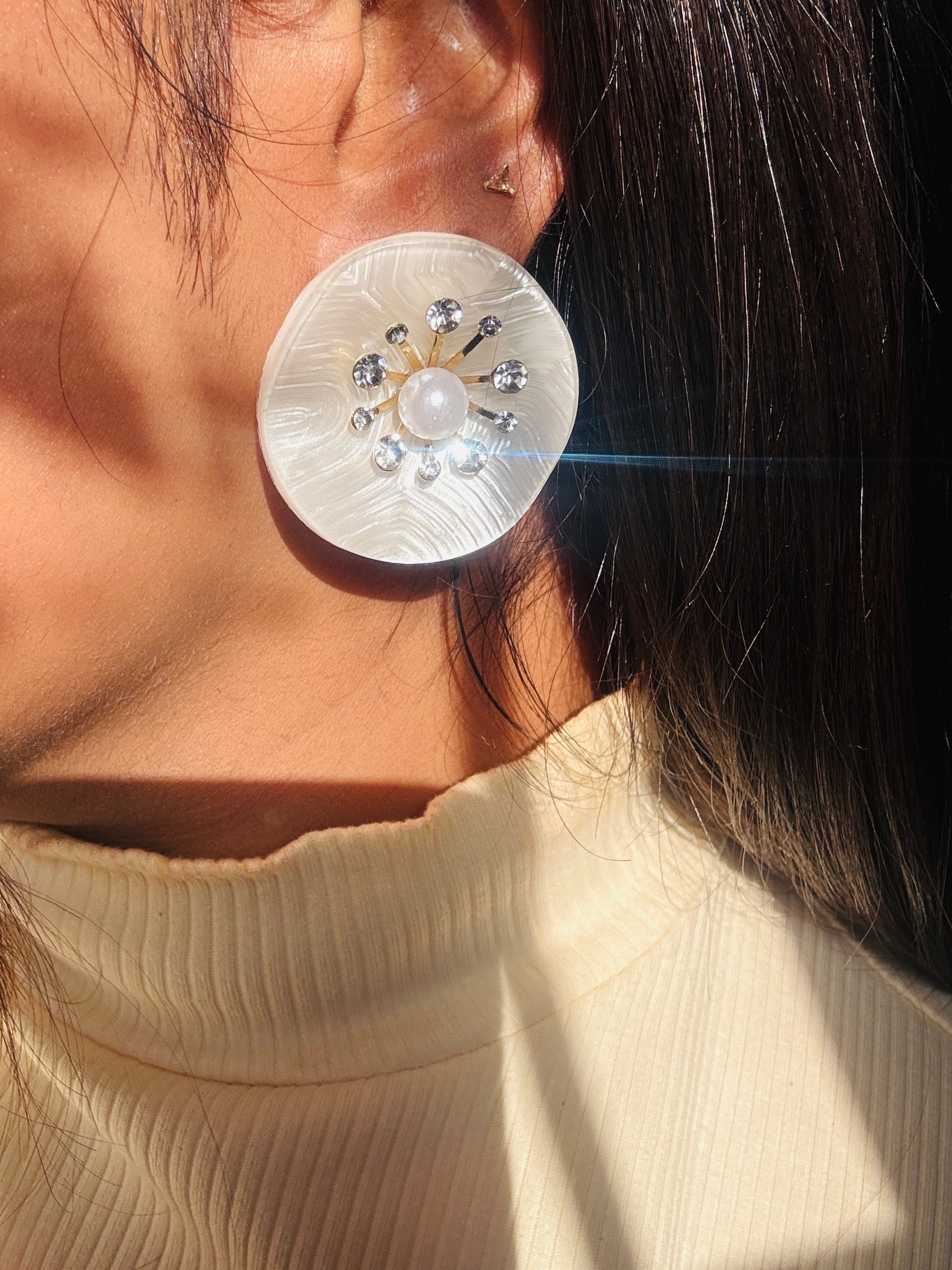 Snowflake Pearl Large Stud Earrings