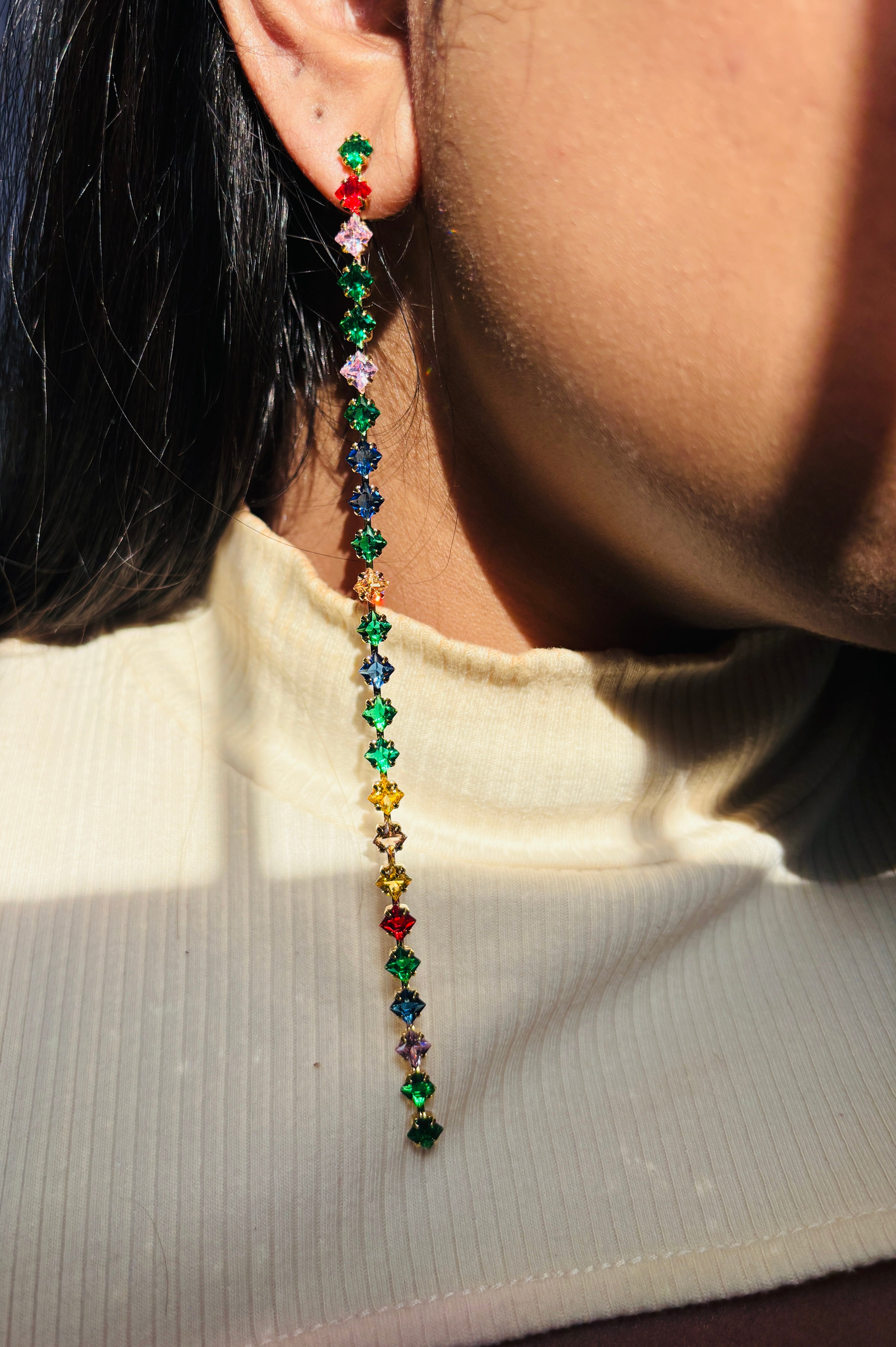 Rhinestone Shoulder Grazer Earrings