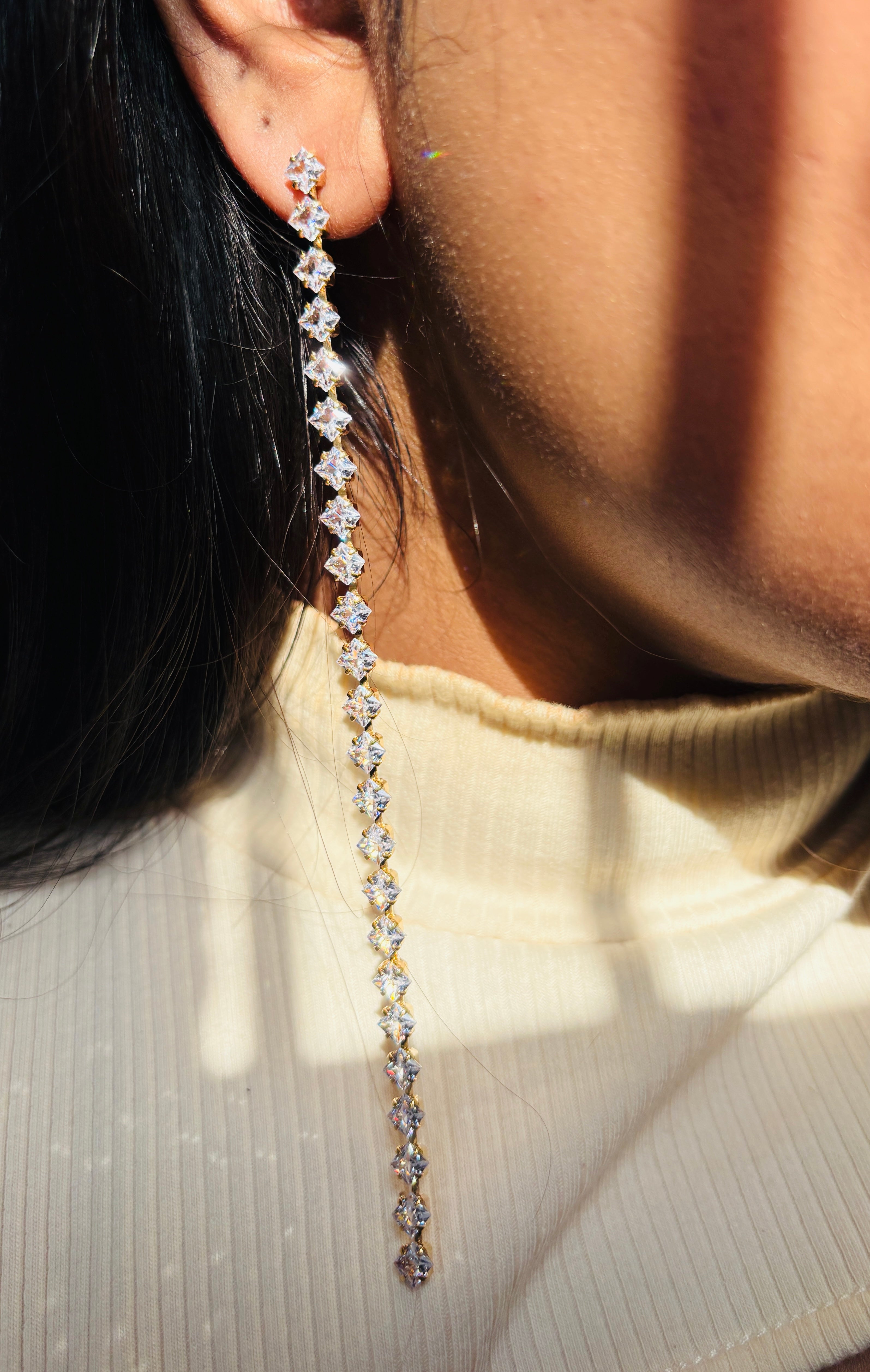 Rhinestone Shoulder Grazer Earrings