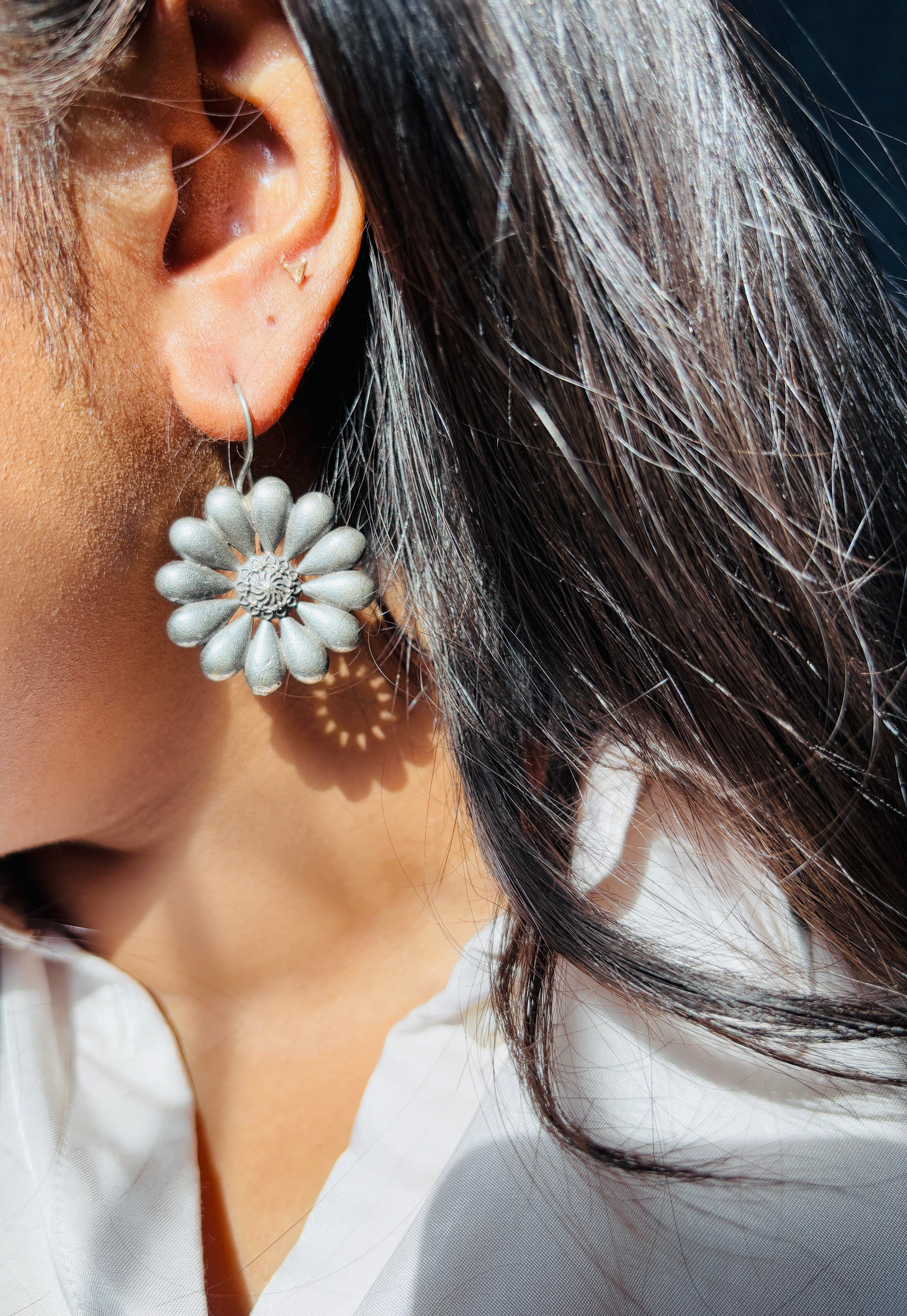 Oxidized Bloom Drop Earrings