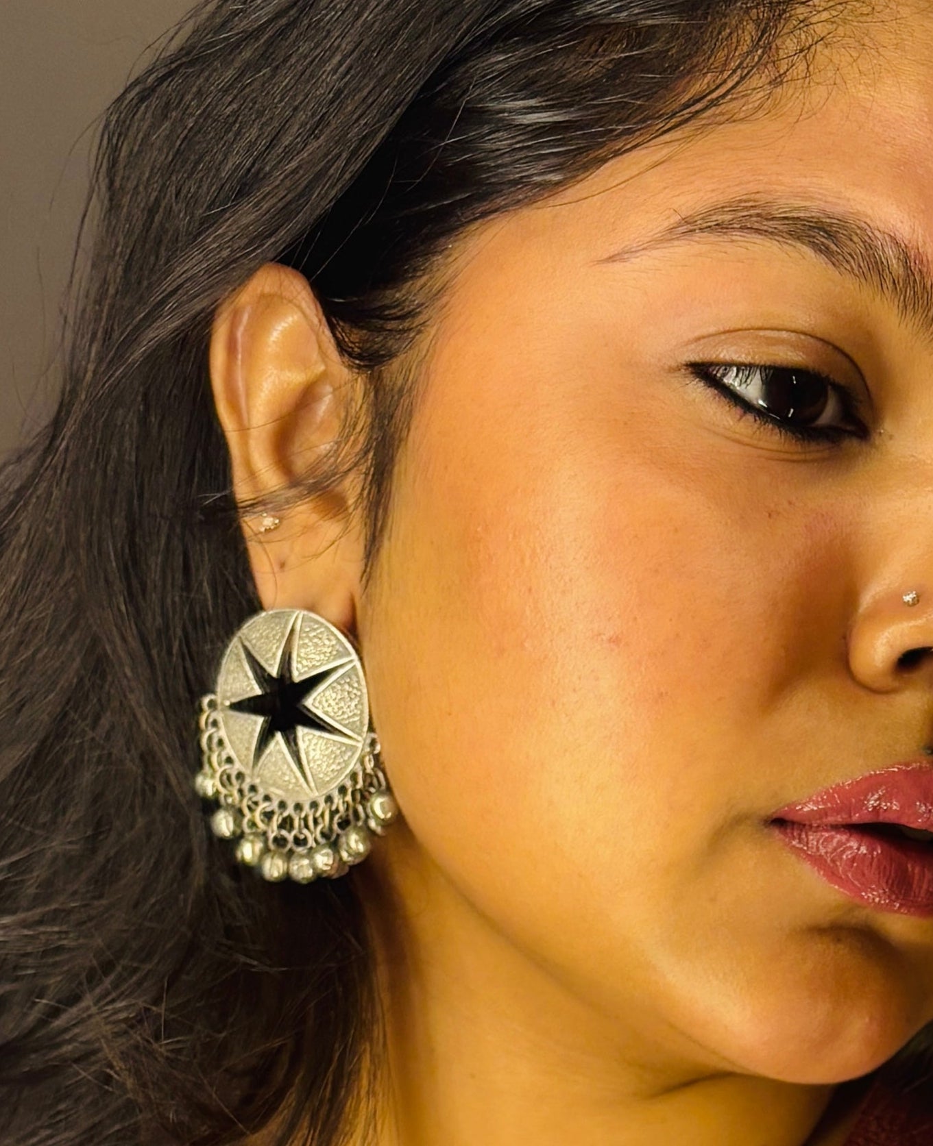 Oxidized Ghungroo Drop Earrings