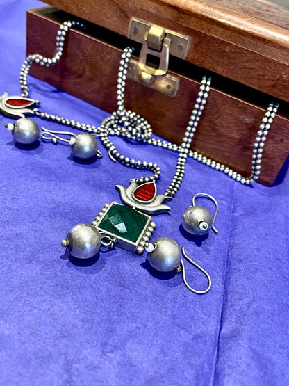 Dual Lotus Drop Necklace Set