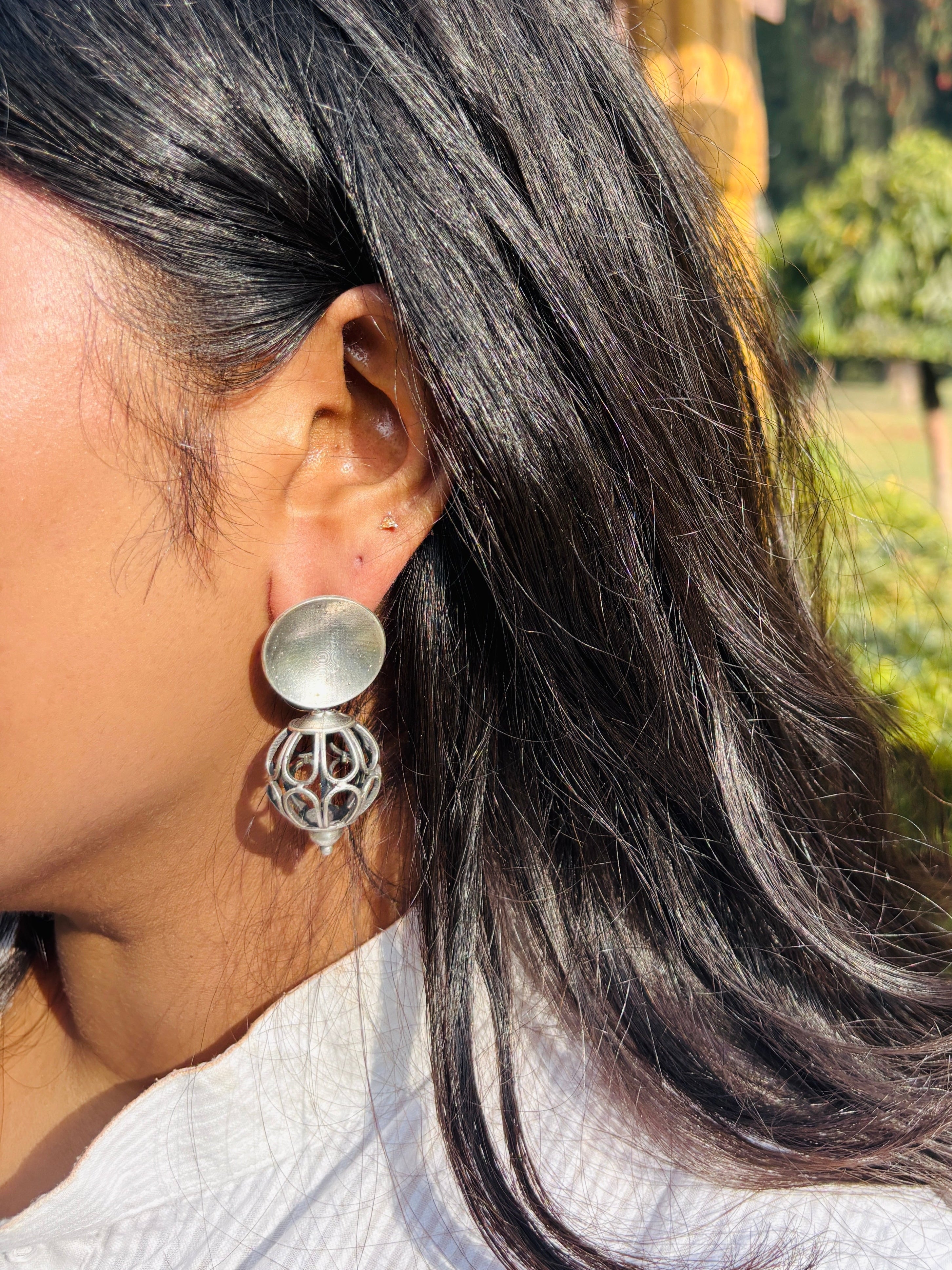 Oxidised Gumbad Drop Earrings