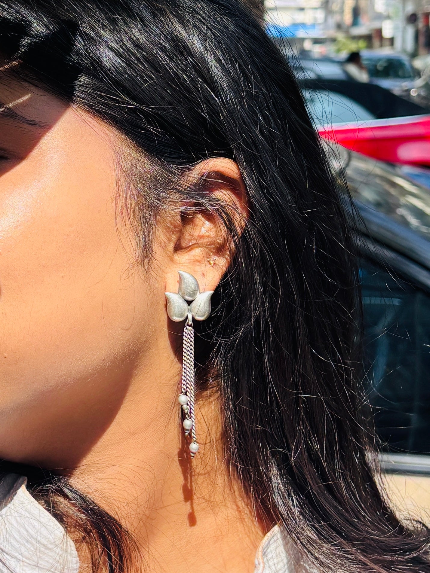 Oxidised Ivy with Filigree Dangler Earrings