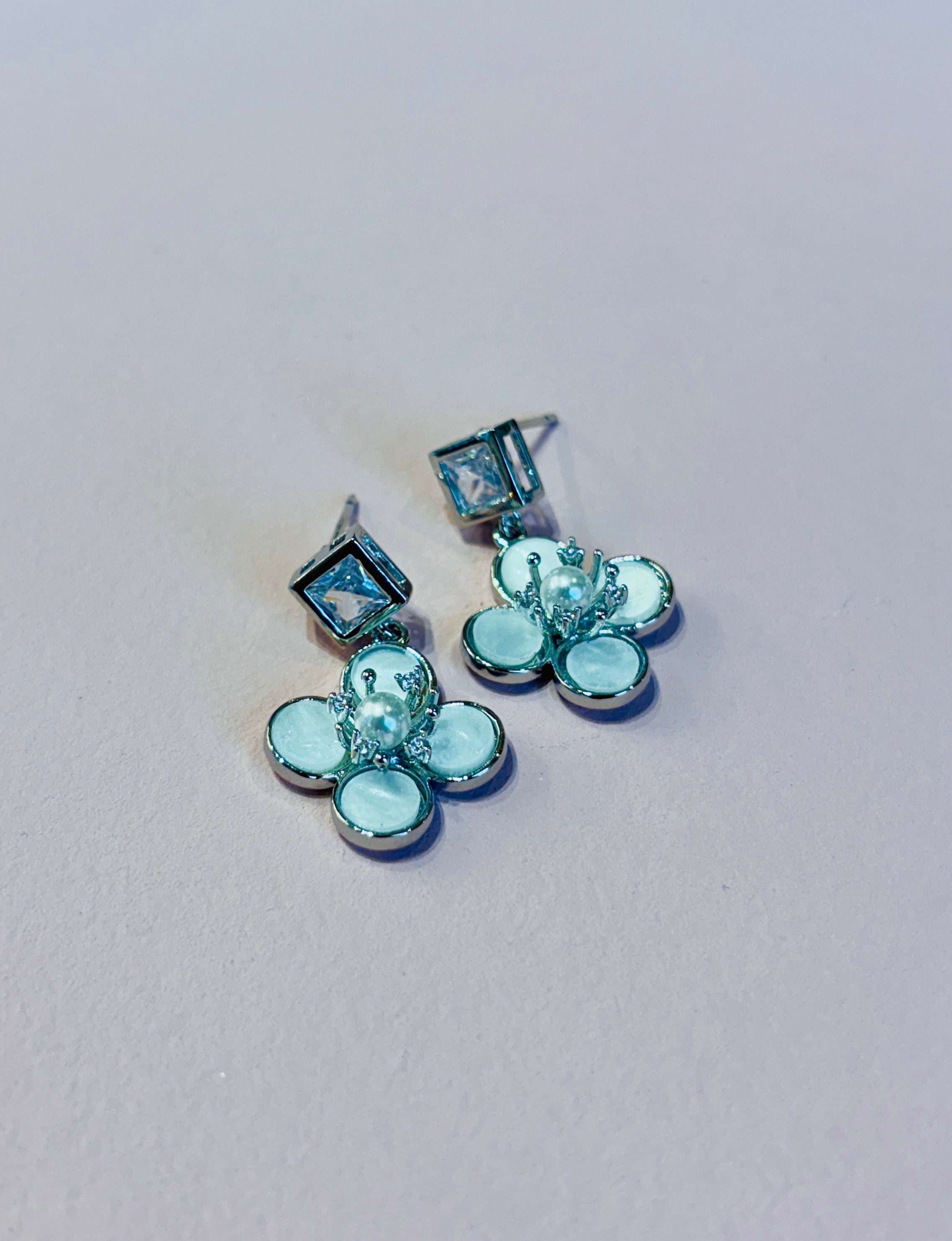 Crystal Clover Drop Earrings