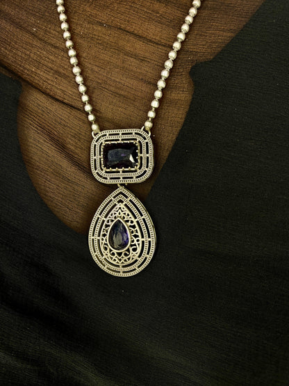 Gayatri Teardrop Pendant Necklace Set - Royal Purple