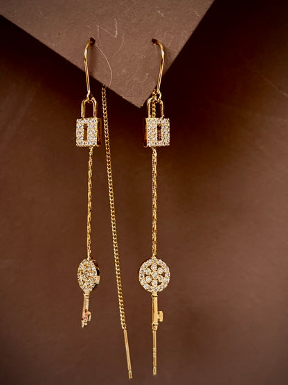 Lock & Key Threader Earrings