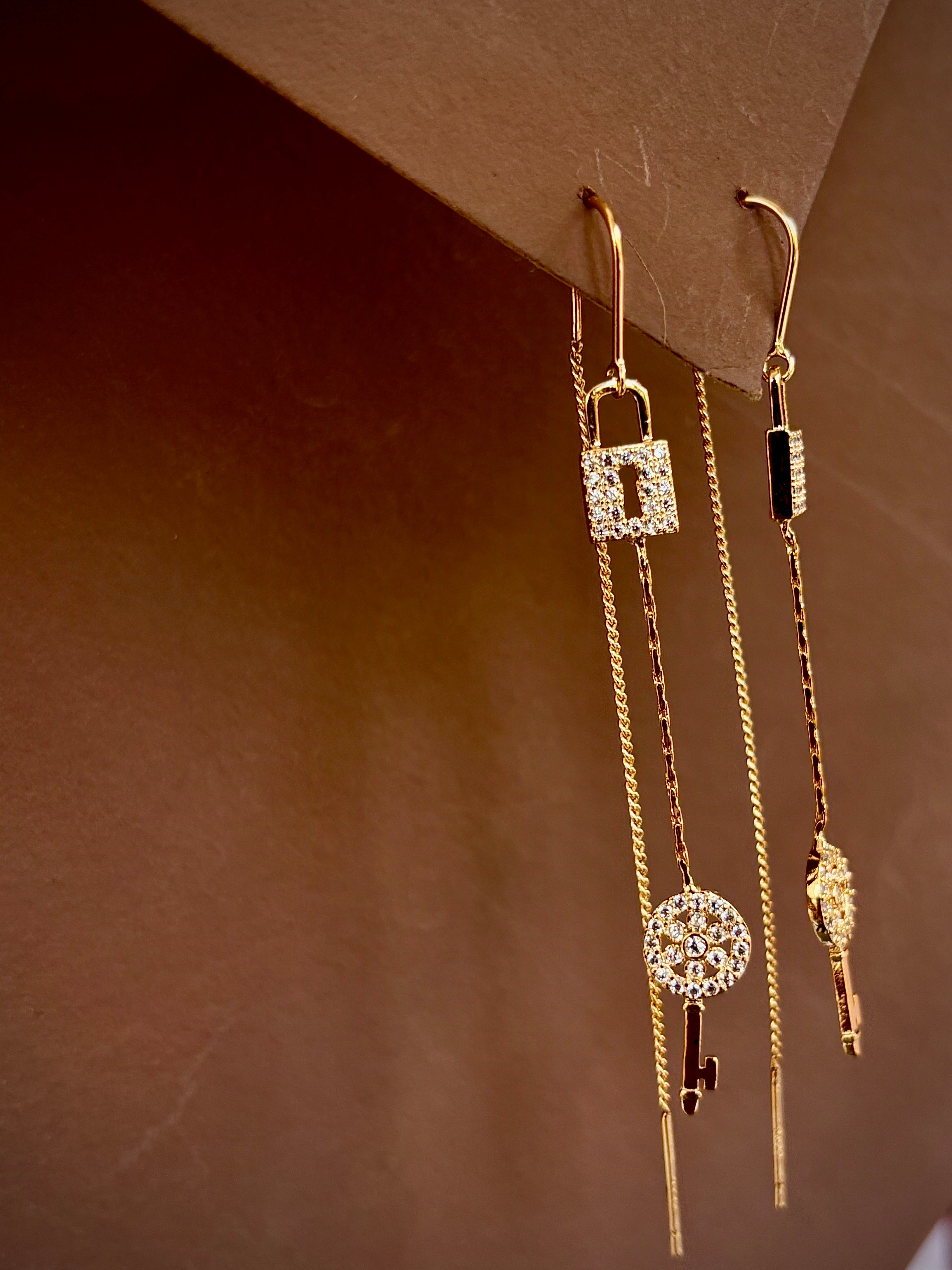 Lock & Key Threader Earrings