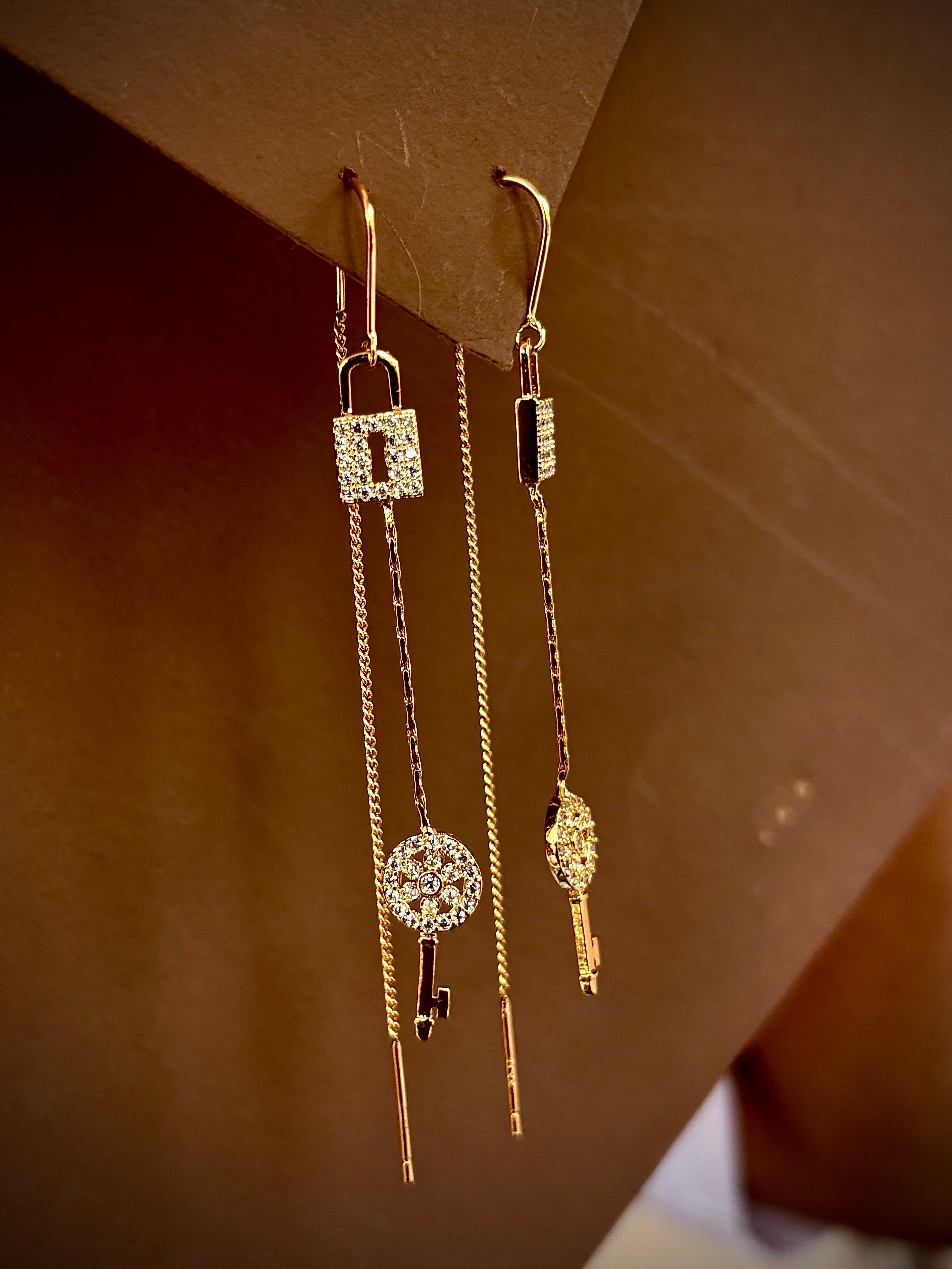Lock & Key Threader Earrings