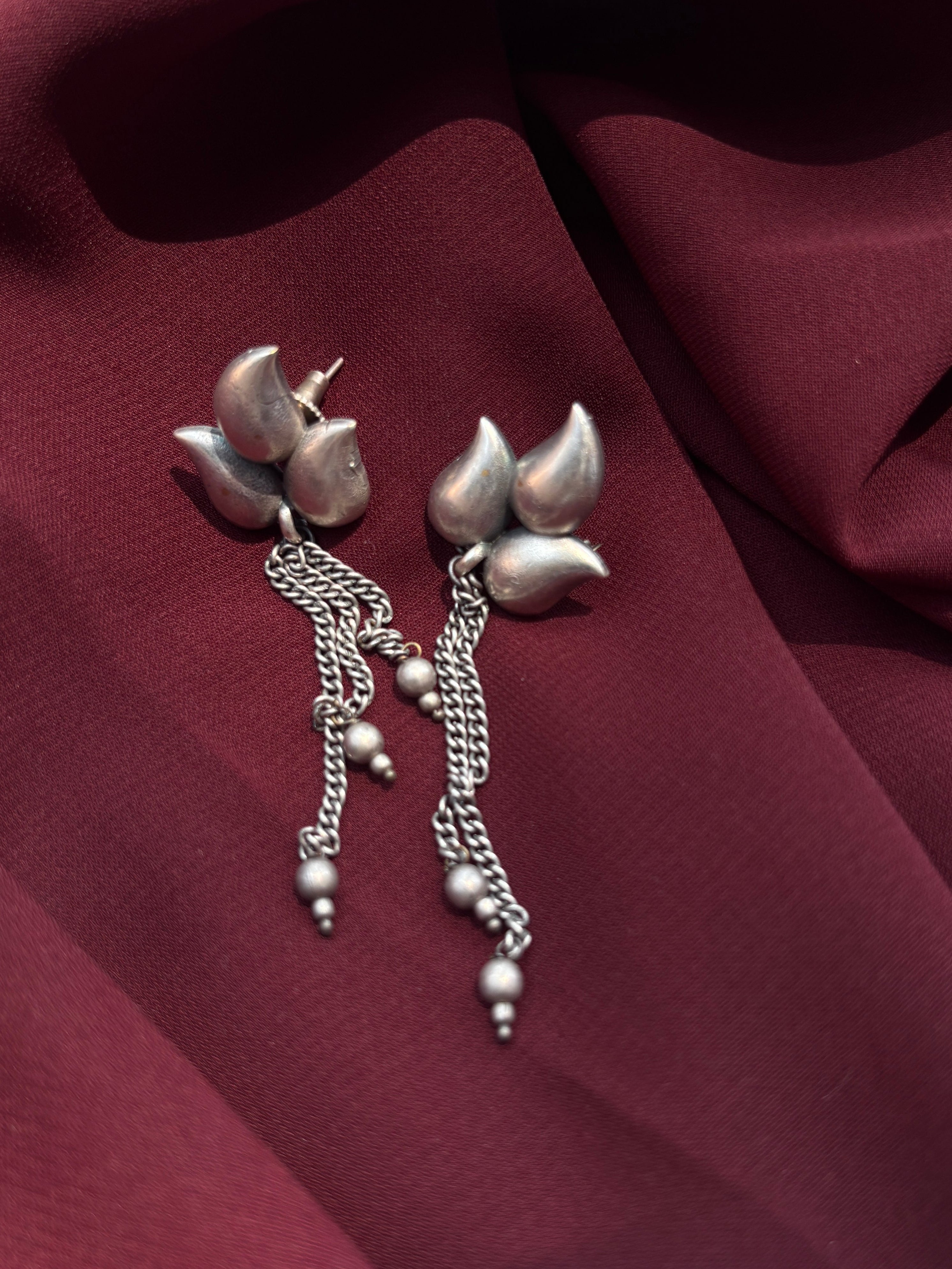 Oxidised Ivy with Filigree Dangler Earrings