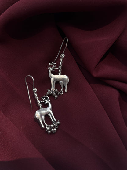 Oxidised Barasingha Dangler Earrings