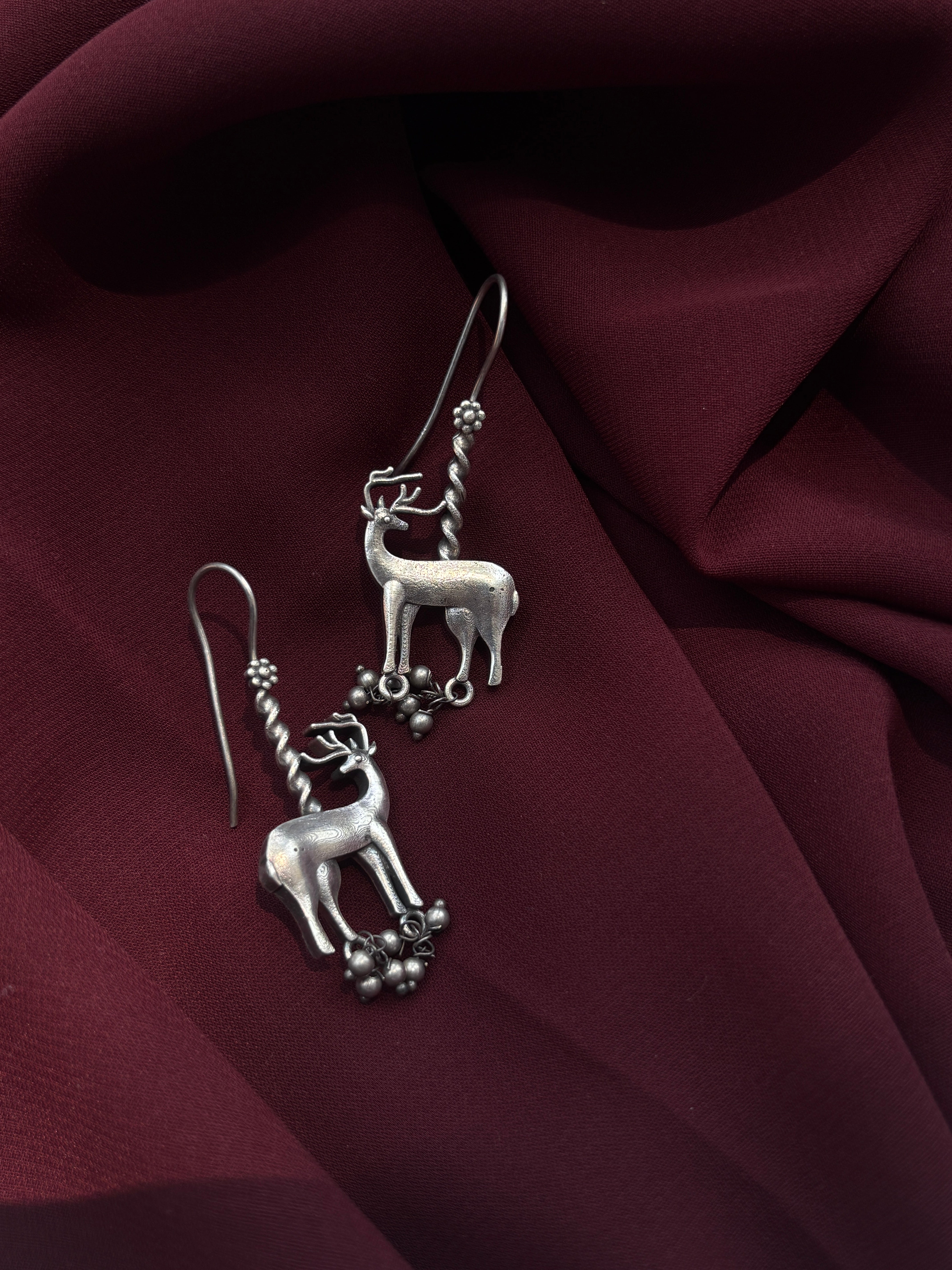Oxidised Barasingha Dangler Earrings