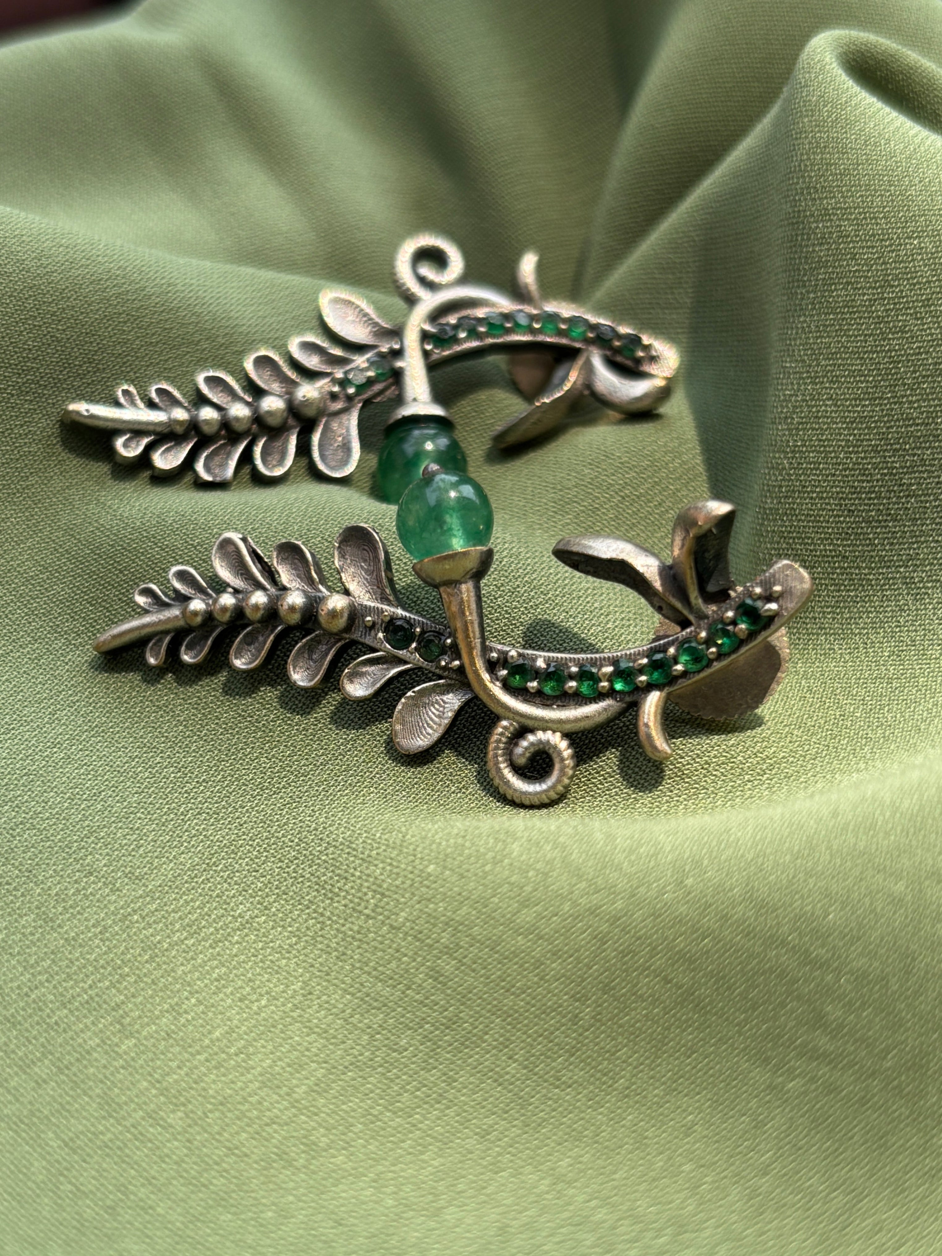 Oxidised Bansuri Stud Earrings