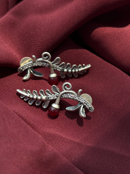 Oxidised Bansuri Stud Earrings