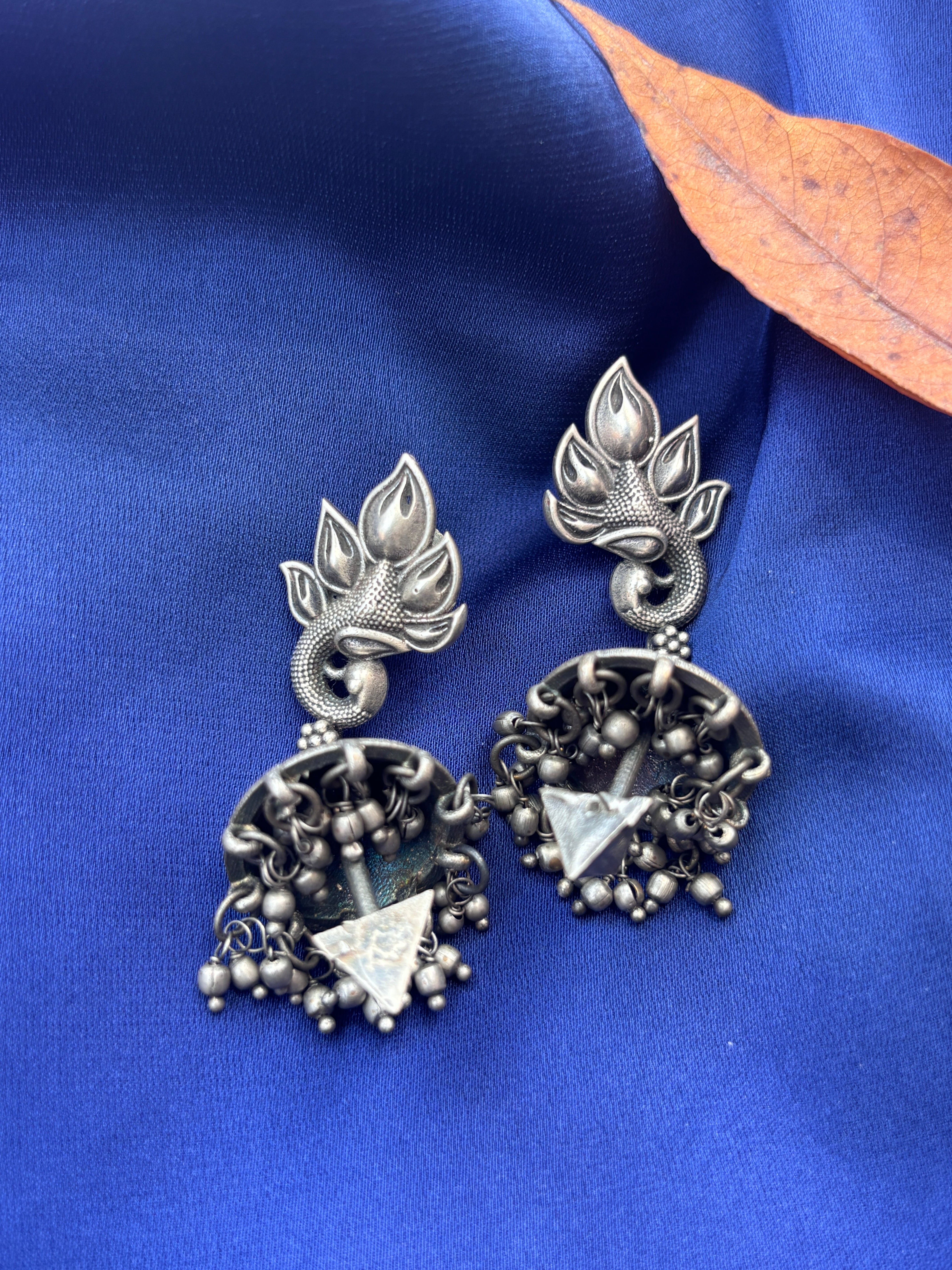 Oxidised Mayuri Jhumka Earrings