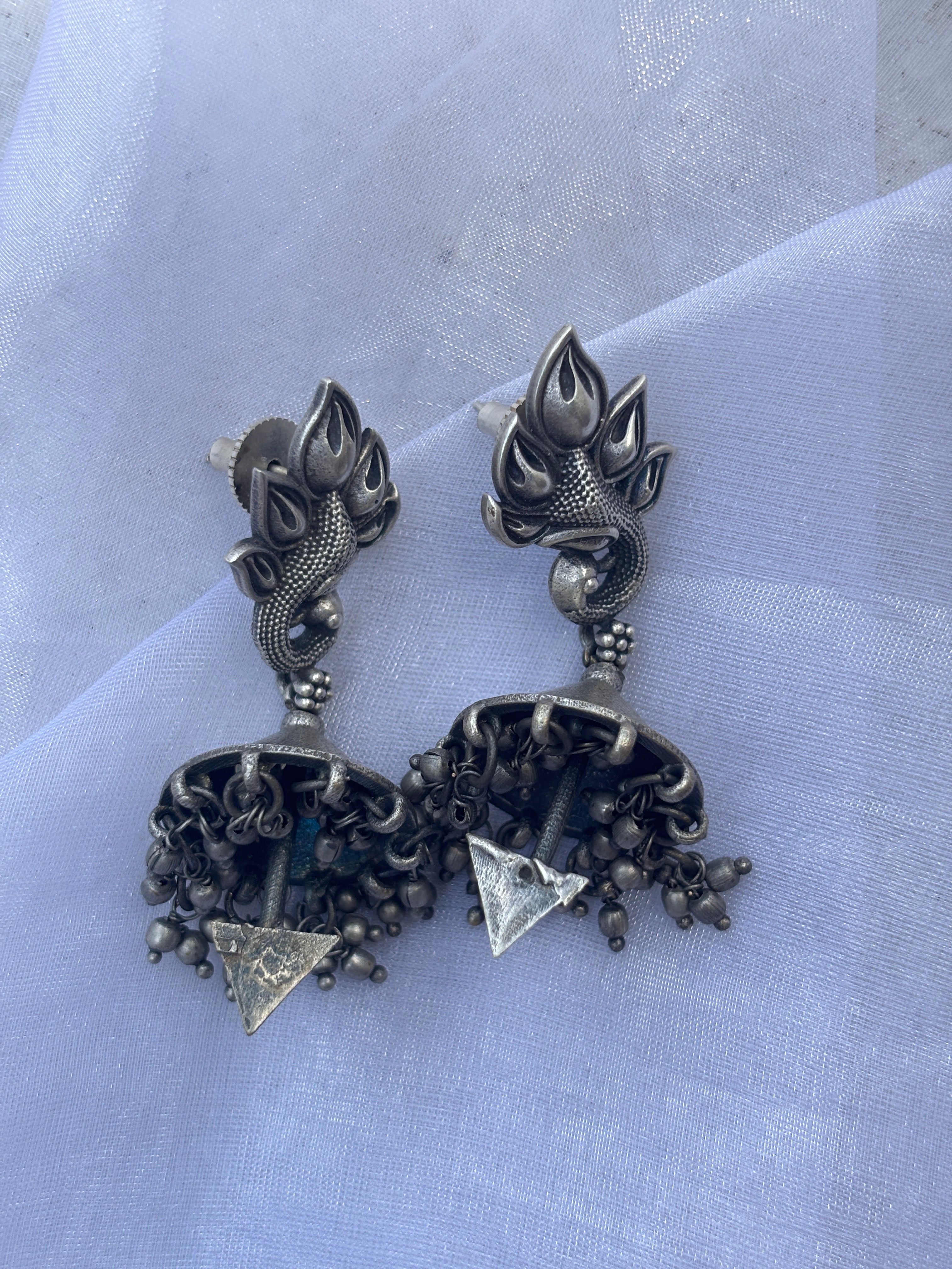 Oxidised Mayuri Jhumka Earrings