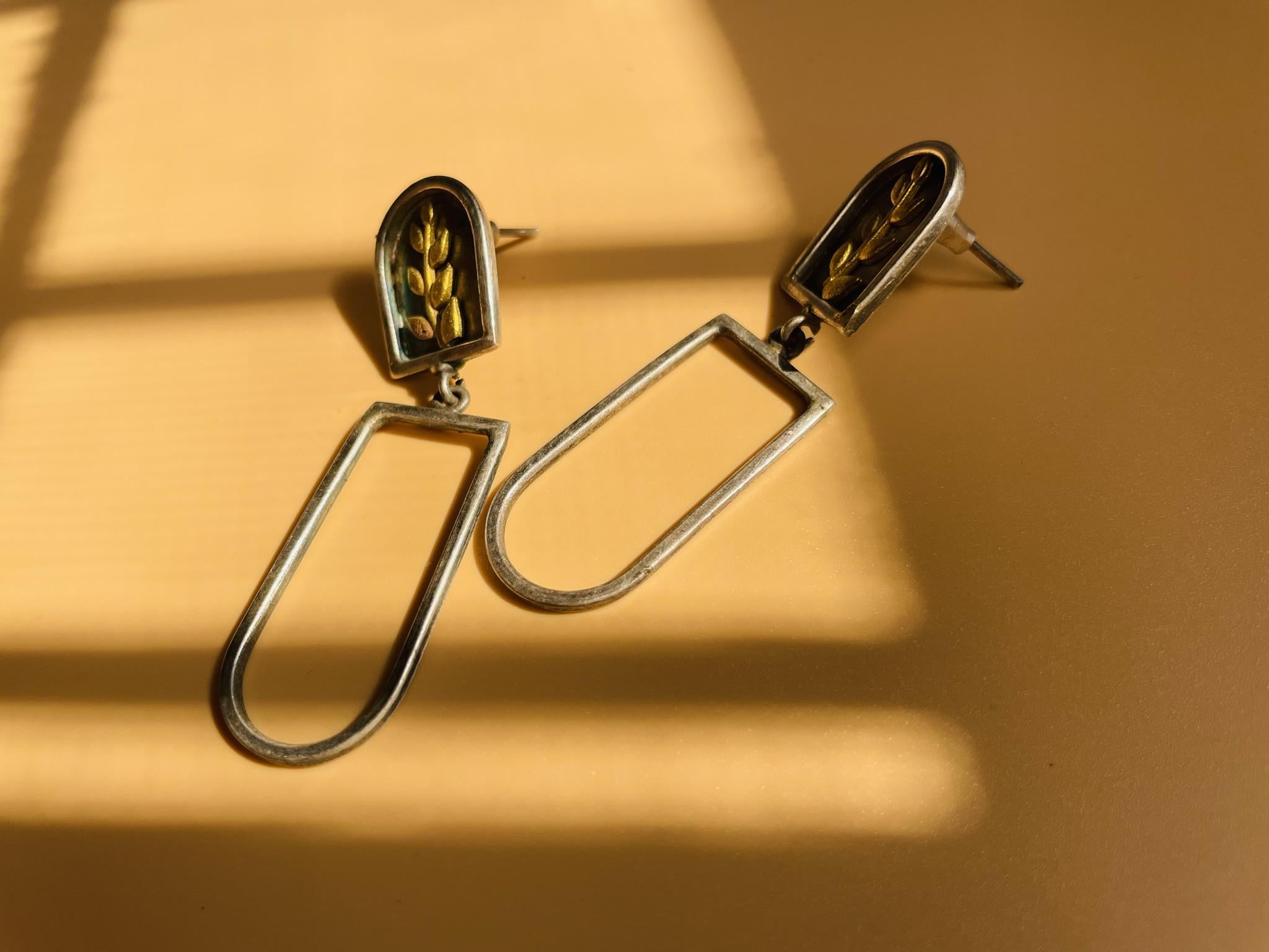 Oxidized Frame Dangler Earrings