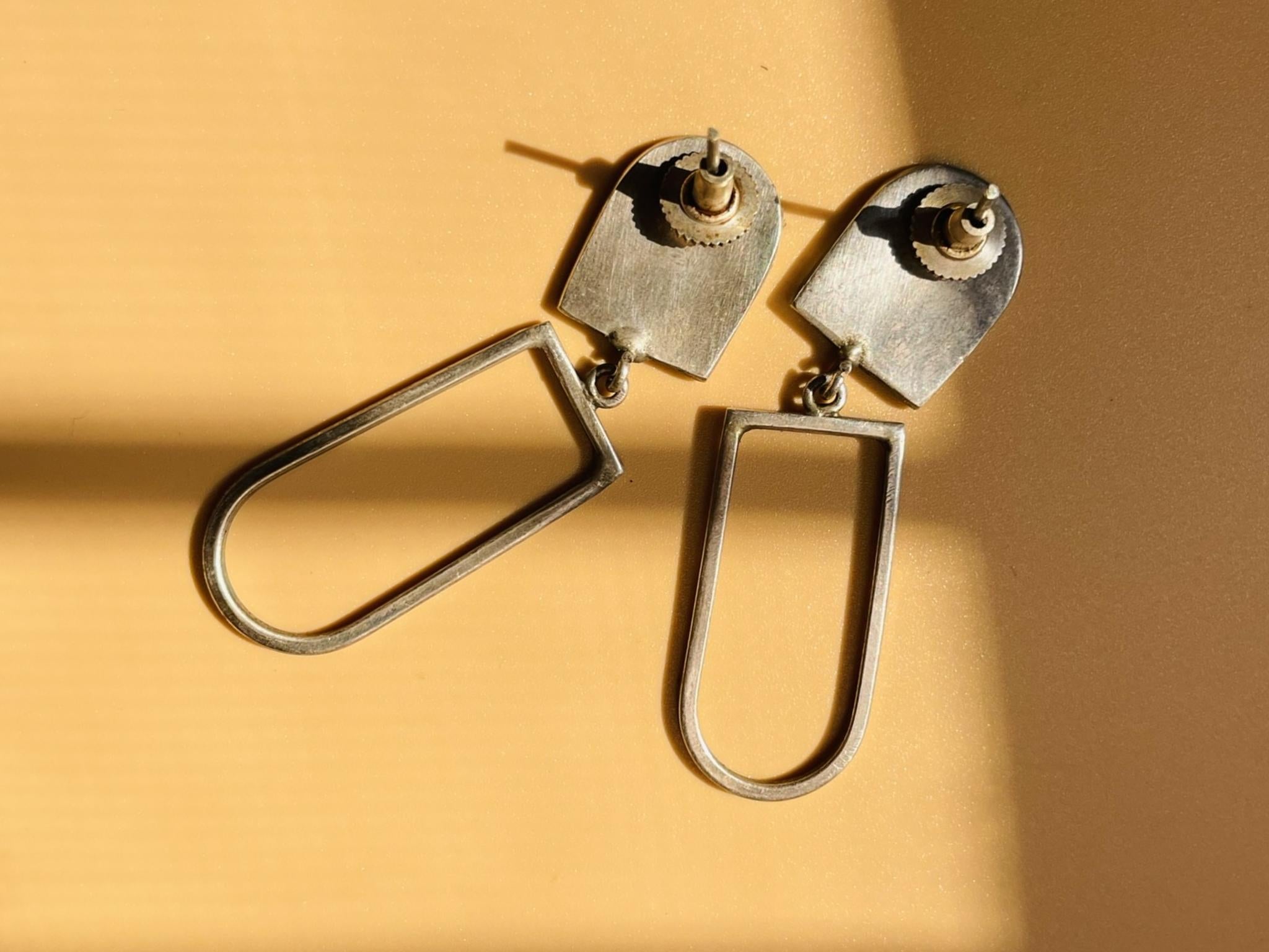 Oxidized Frame Dangler Earrings
