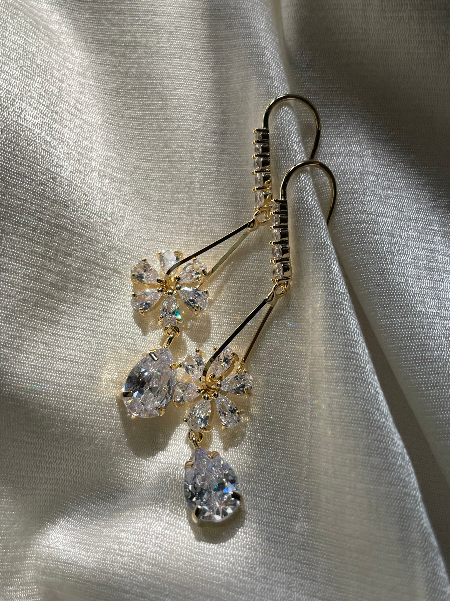Floral Teardrop Dangler Earrings