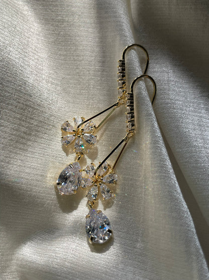 Floral Teardrop Dangler Earrings