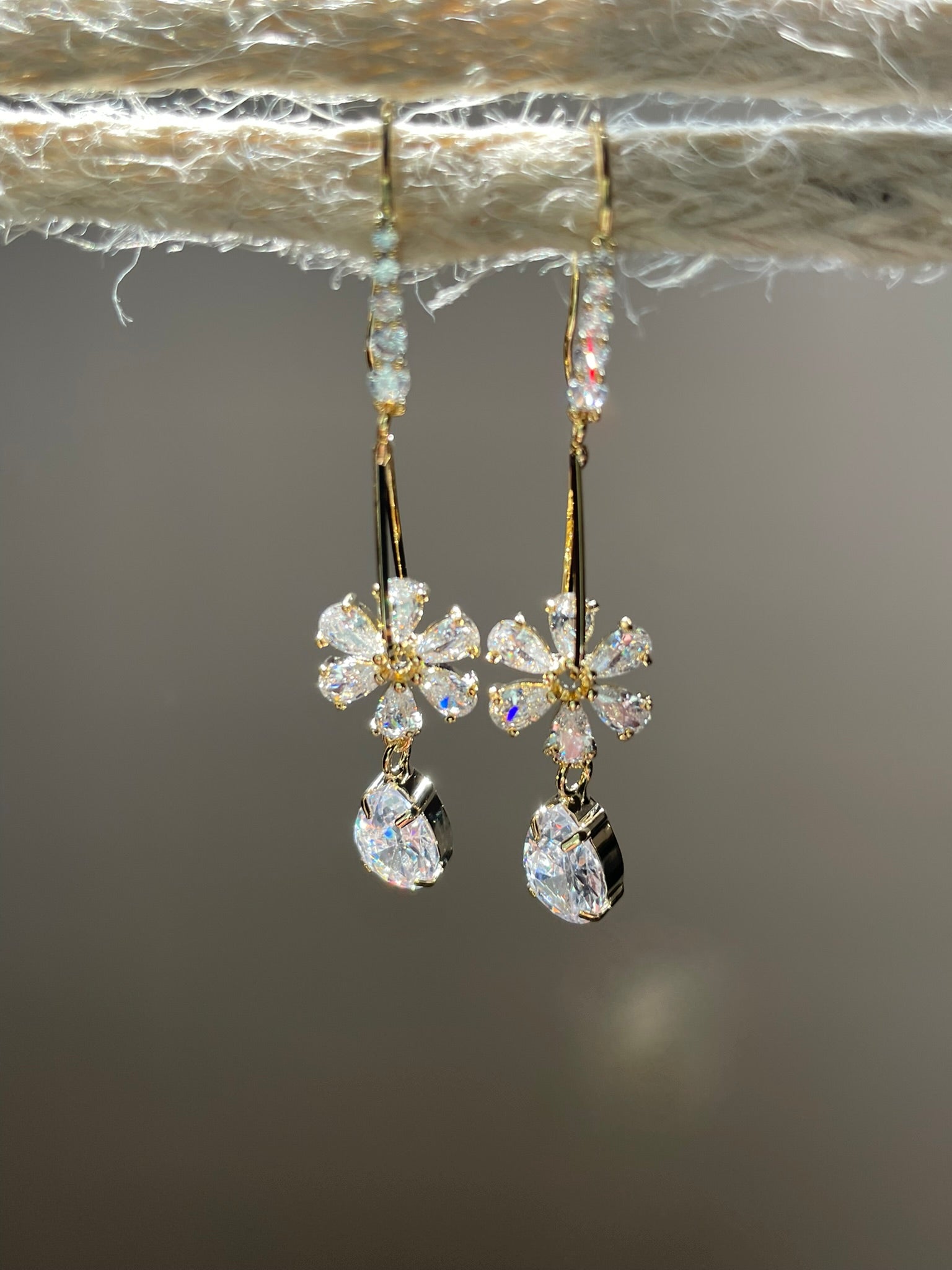 Floral Teardrop Dangler Earrings