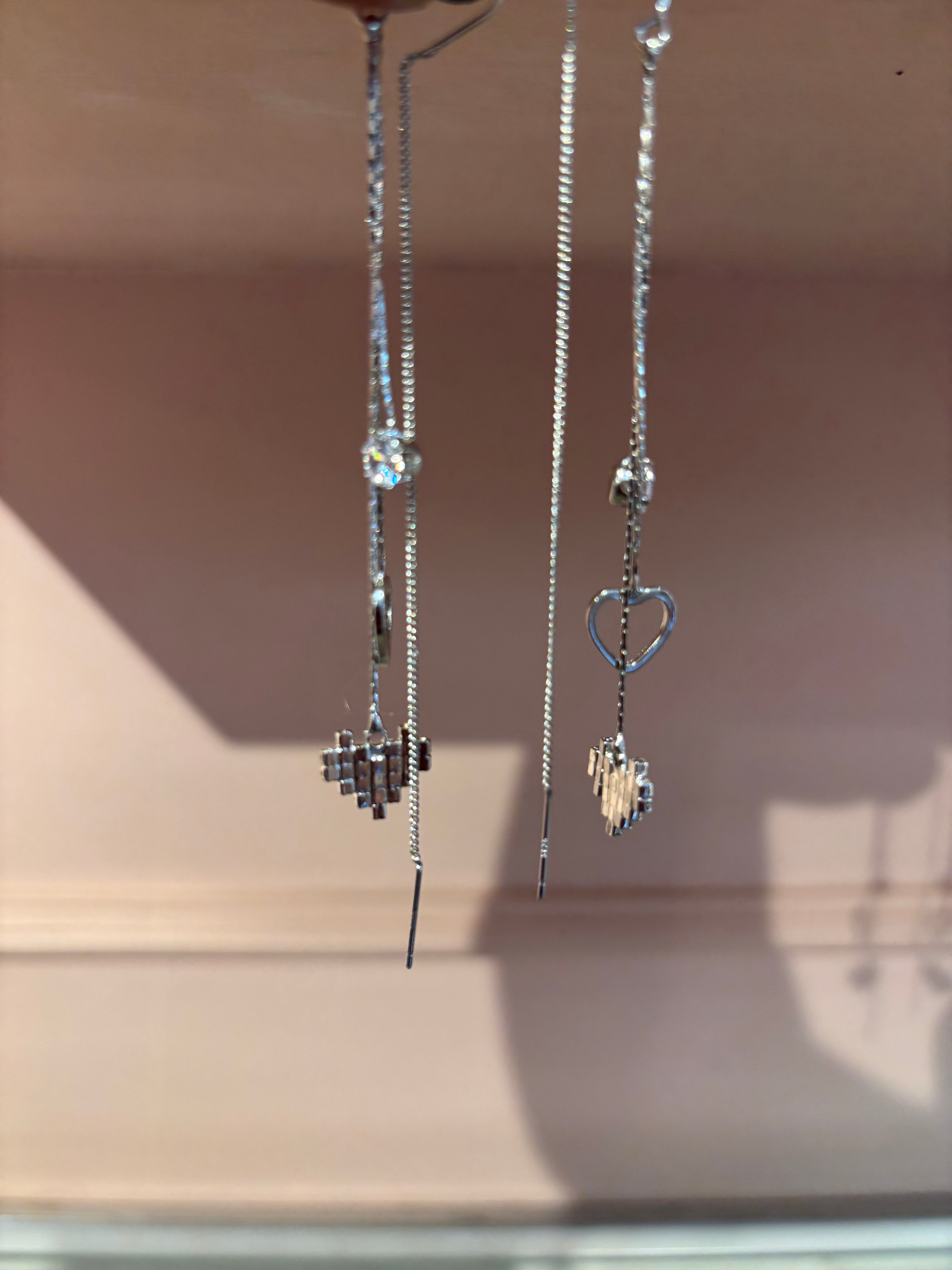 Pixel Heart Threader Earrings