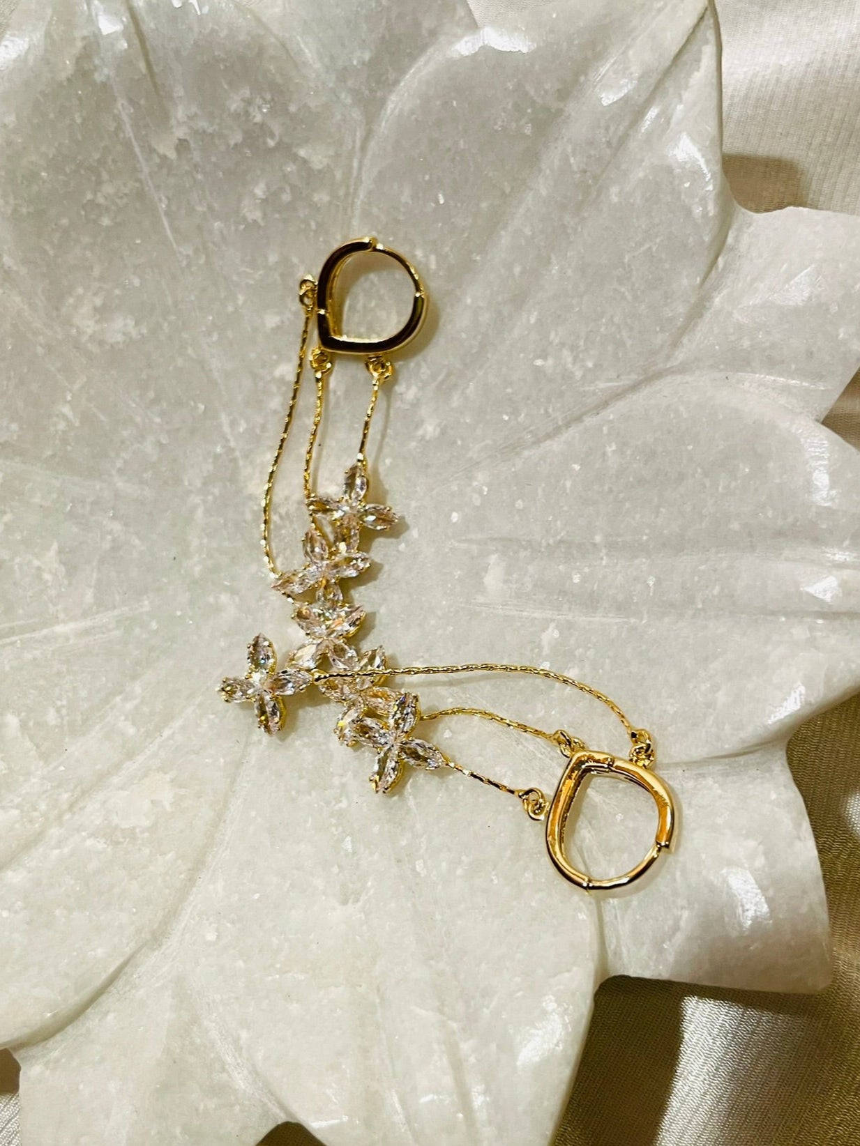 Tri - Bloom Dangler Long Earrings