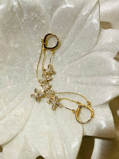 Tri - Bloom Dangler Long Earrings